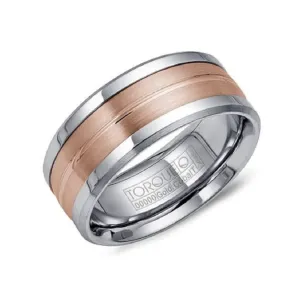 Torque (9mm) Cobalt and 10K Rose Gold Mens Band
