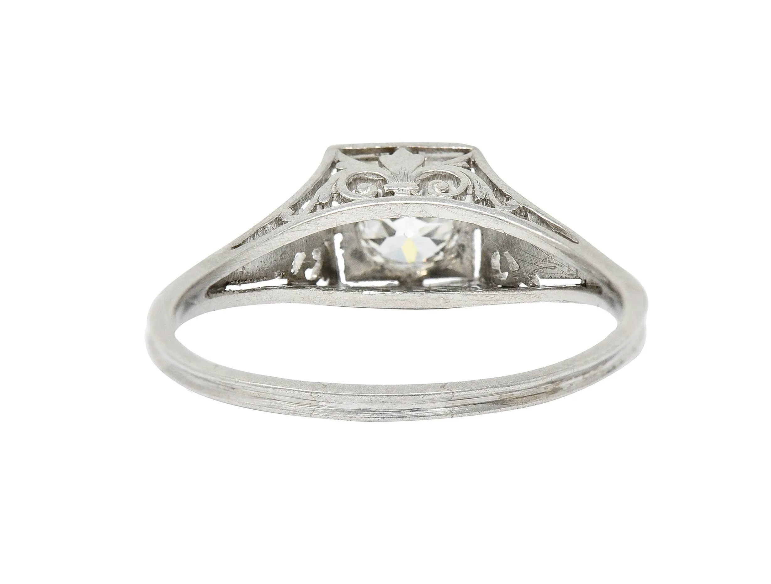 Traub Art Deco 0.46 CTW Diamond Platinum Foliate Engagement Ring