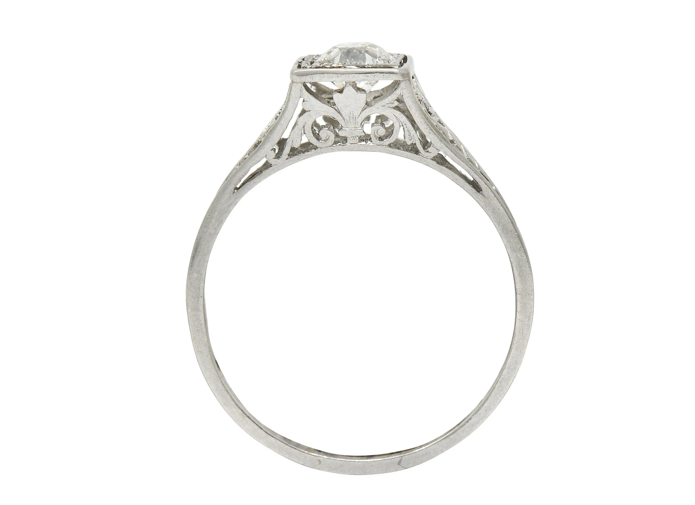 Traub Art Deco 0.46 CTW Diamond Platinum Foliate Engagement Ring