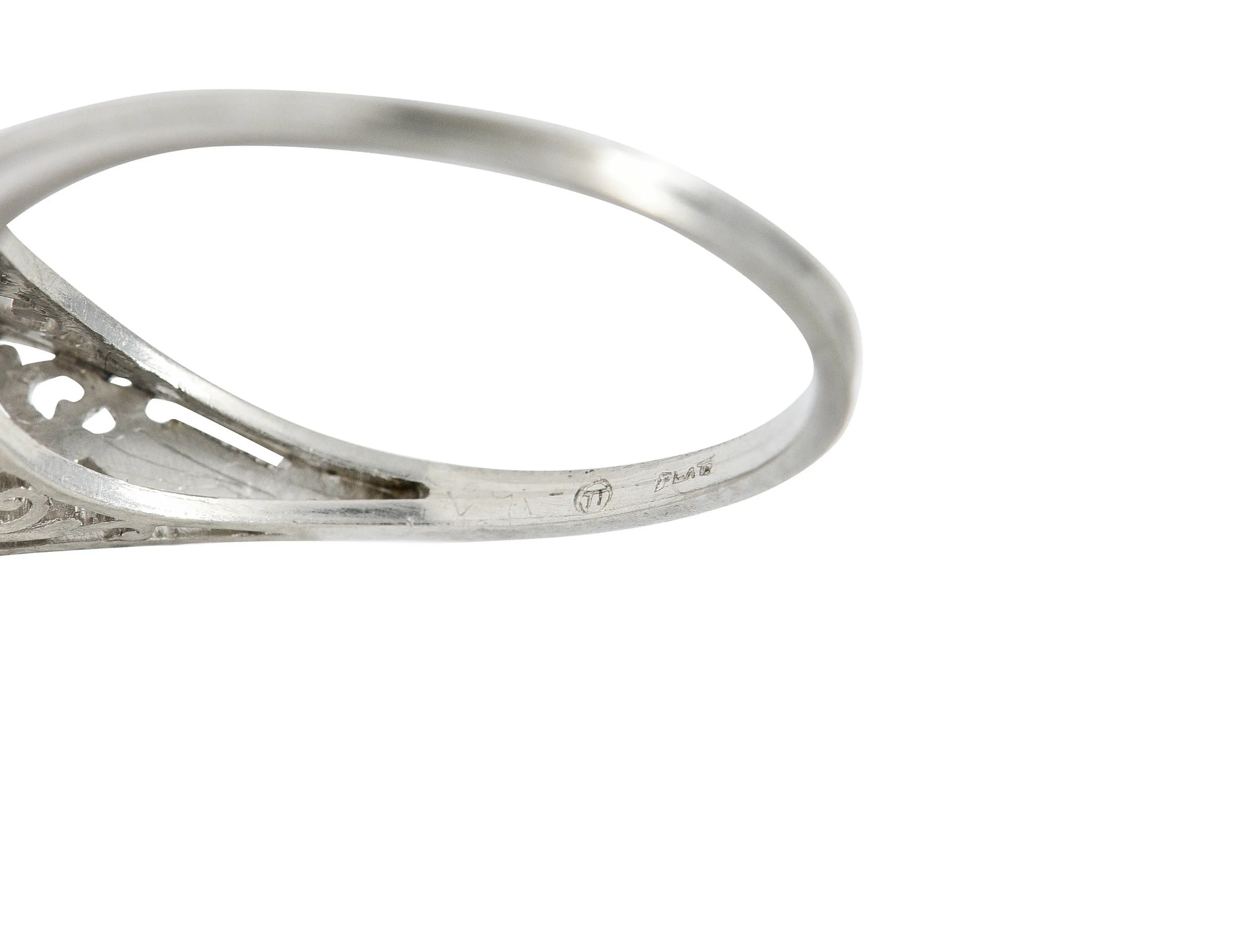 Traub Art Deco 0.46 CTW Diamond Platinum Foliate Engagement Ring