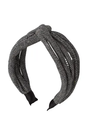 Tubular Herringbone Headband - Black/White