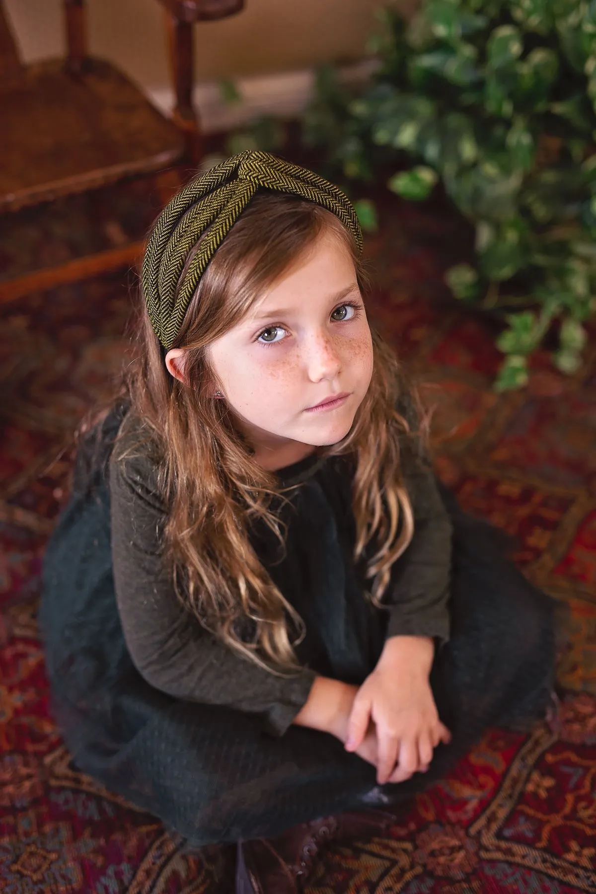 Tubular Herringbone Headband - Charcoal
