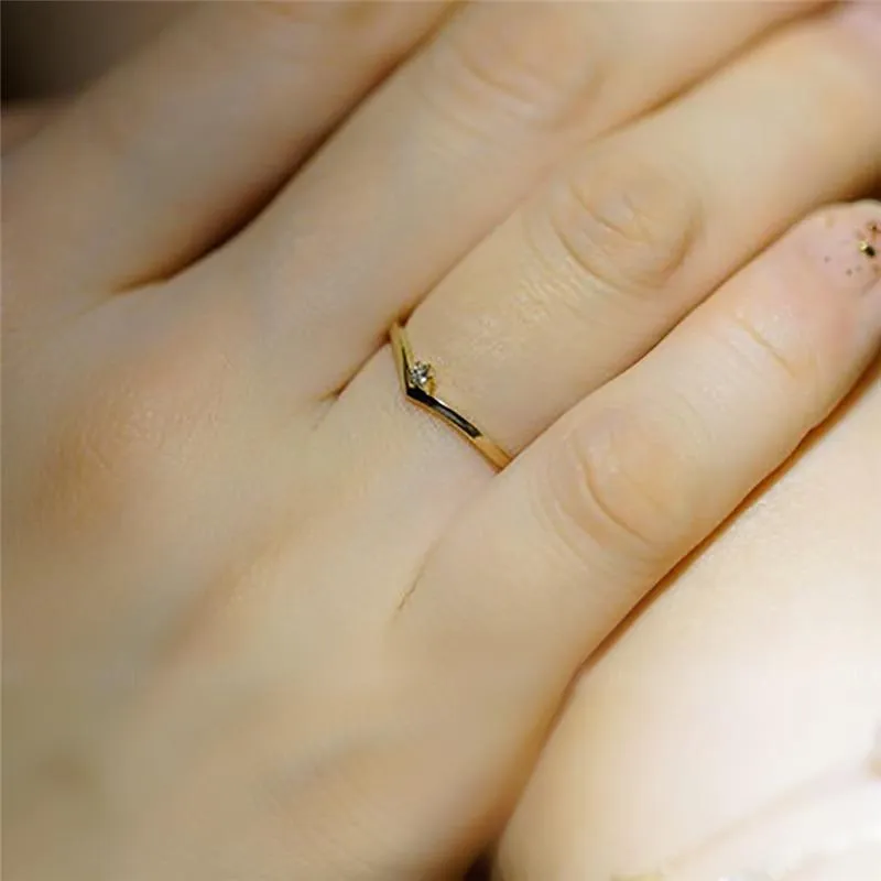V Shape Crystal Ring