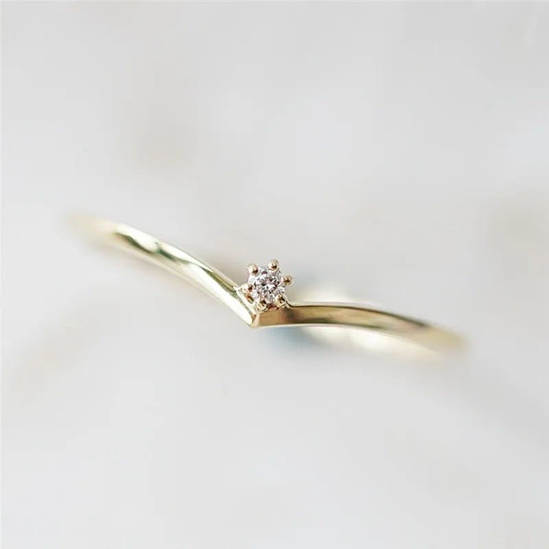 V Shape Crystal Ring