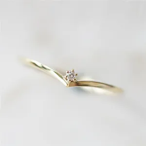 V Shape Crystal Ring