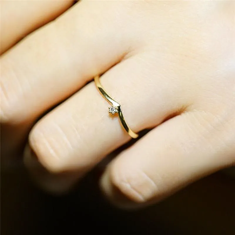 V Shape Crystal Ring