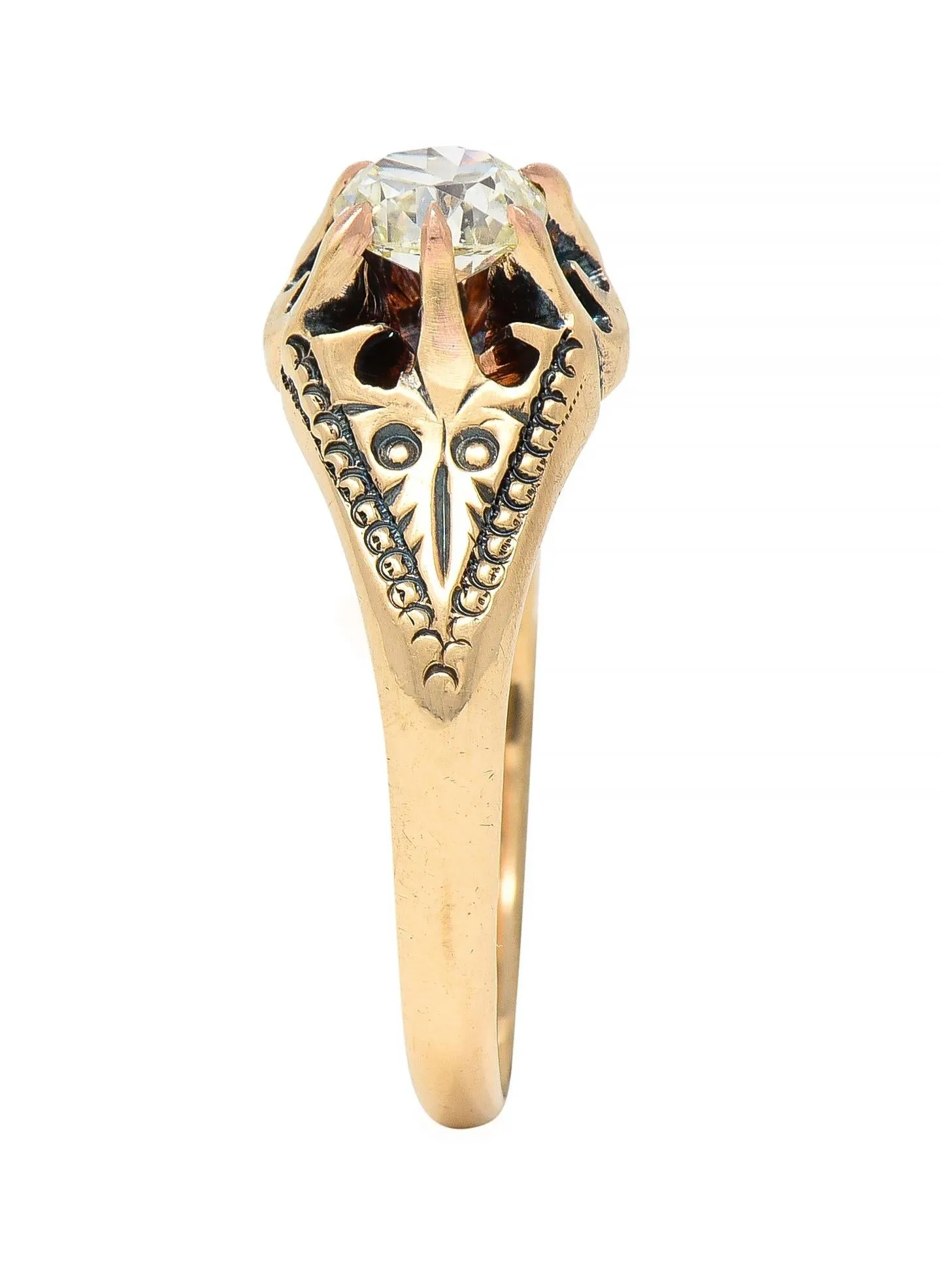 Victorian 0.49 CTW Old Mine Cut Diamond 14 Karat Gold Antique Belcher Engagement Ring