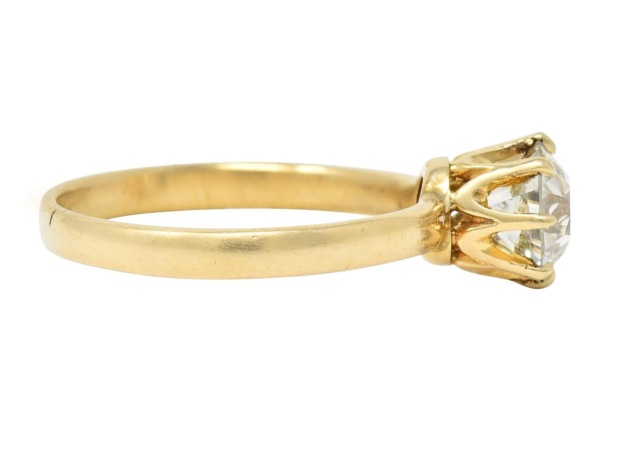 Victorian 1.00 CTW Old European Cut Diamond 14 Karat Yellow Gold Antique Solitaire Engagement Ring