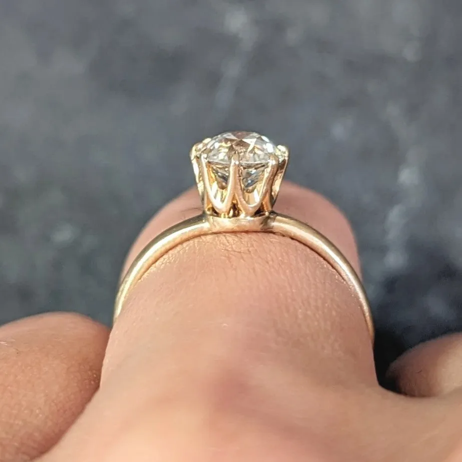 Victorian 1.00 CTW Old European Cut Diamond 14 Karat Yellow Gold Antique Solitaire Engagement Ring