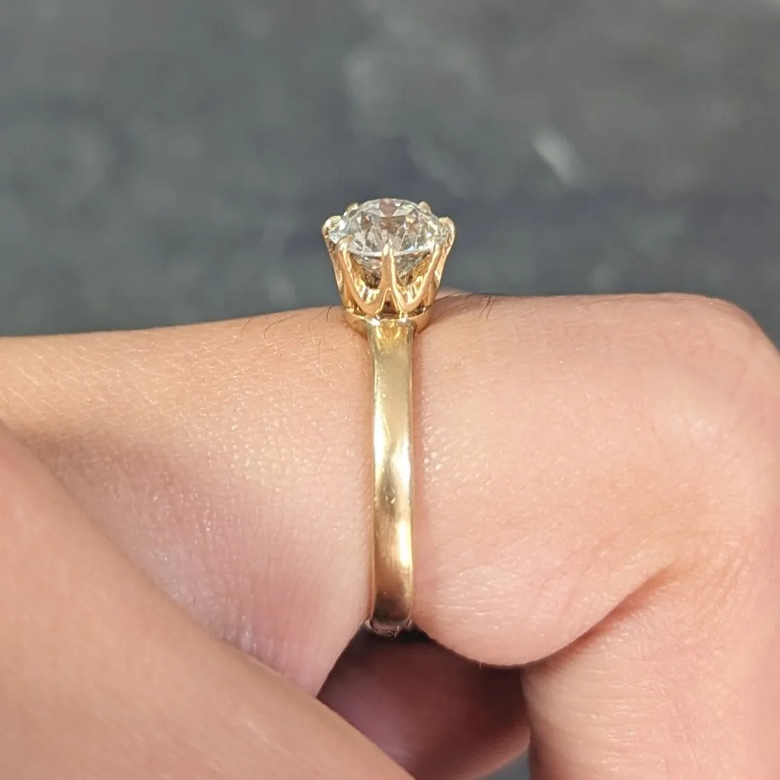 Victorian 1.00 CTW Old European Cut Diamond 14 Karat Yellow Gold Antique Solitaire Engagement Ring