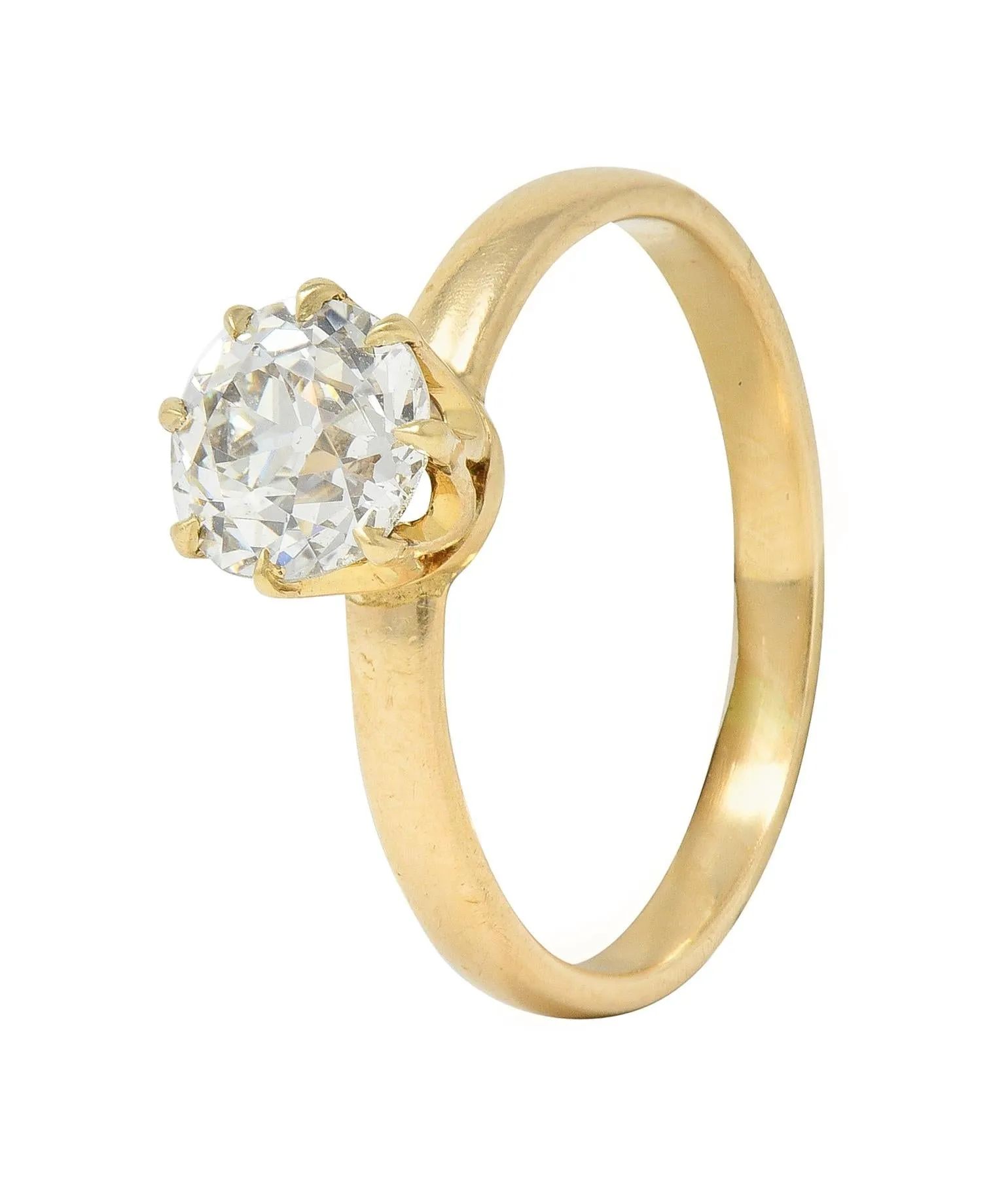 Victorian 1.00 CTW Old European Cut Diamond 14 Karat Yellow Gold Antique Solitaire Engagement Ring
