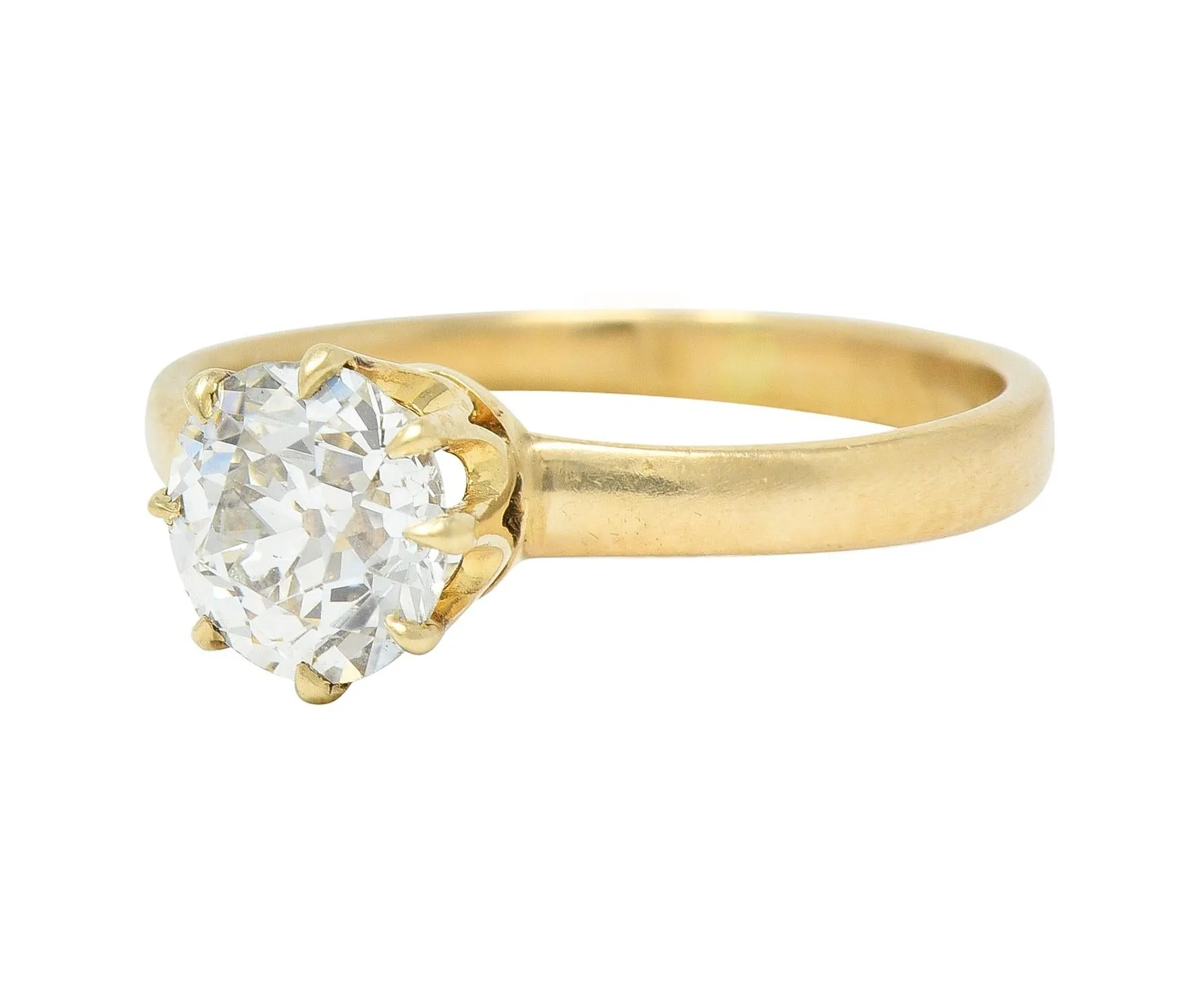 Victorian 1.00 CTW Old European Cut Diamond 14 Karat Yellow Gold Antique Solitaire Engagement Ring