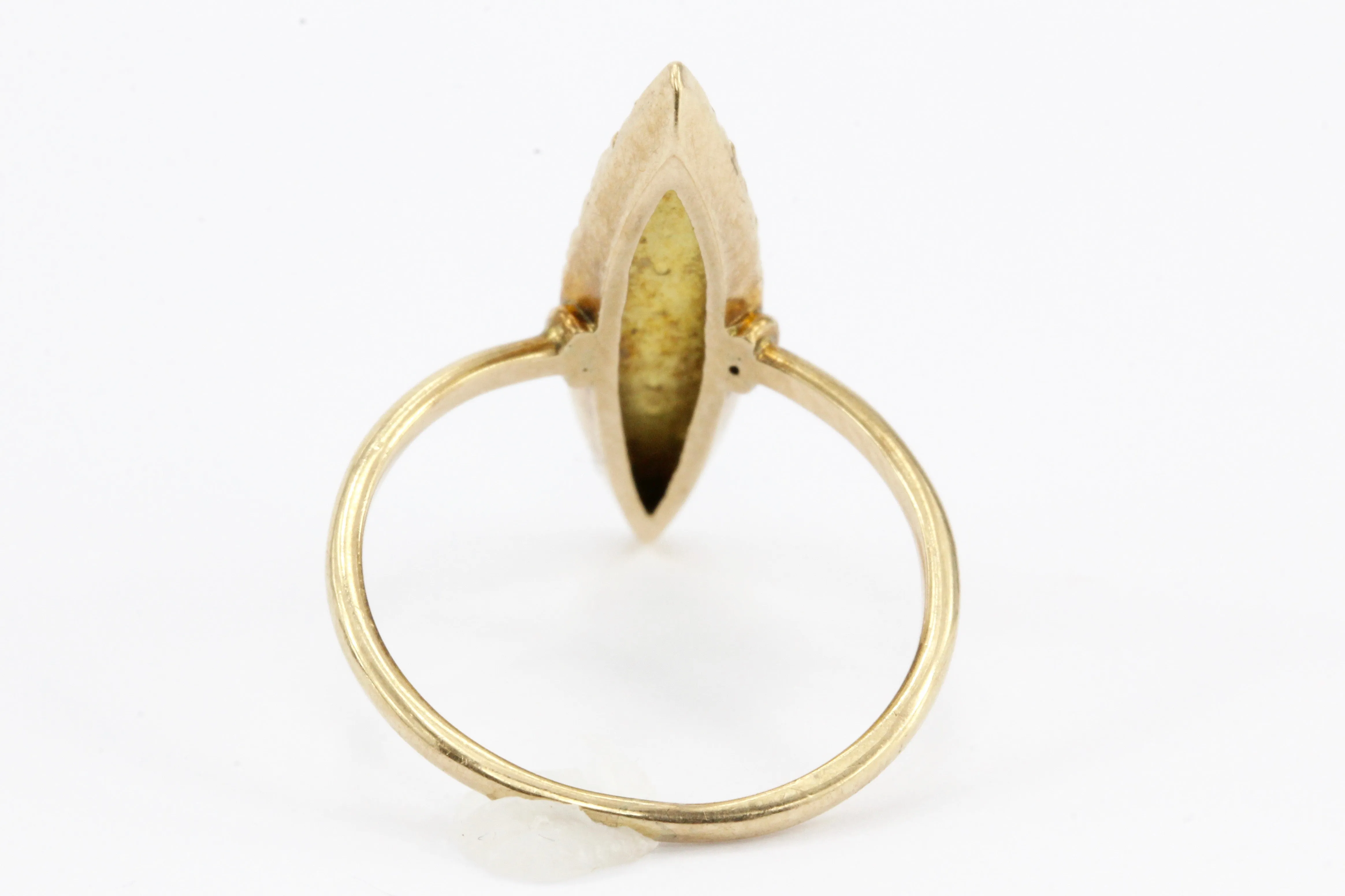 Victorian 10K Rose Gold Seed Pearl Navette Ring c.1890's