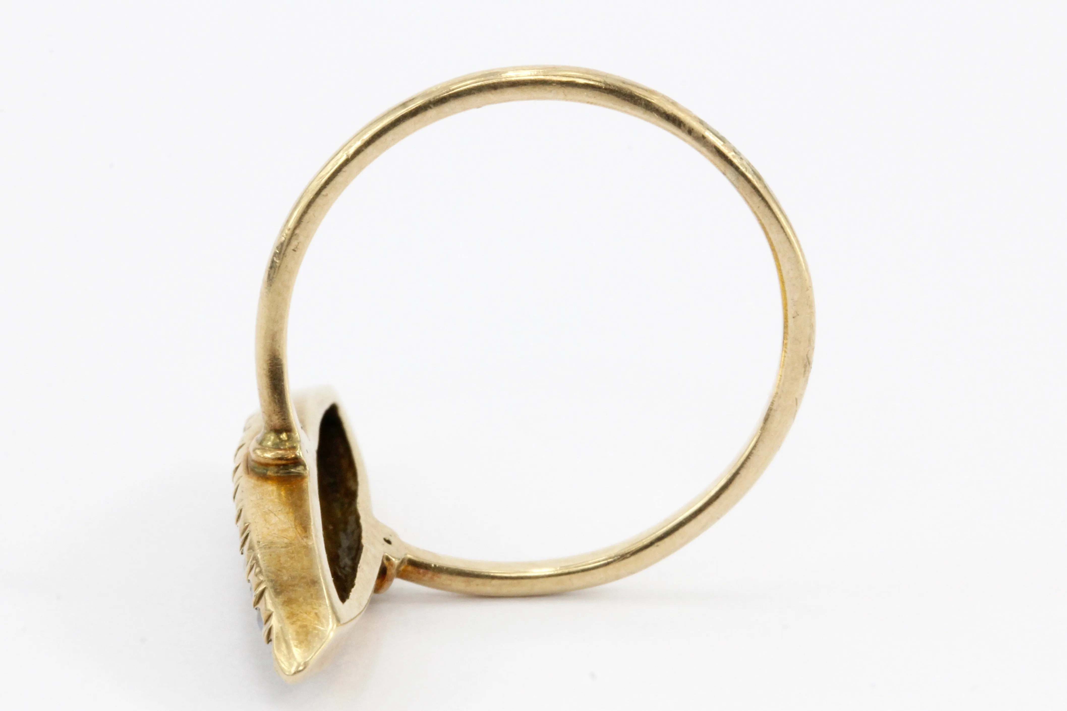 Victorian 10K Rose Gold Seed Pearl Navette Ring c.1890's