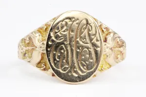 Victorian 10K Rose Gold Signet Ring Size by Ostby & Barton Size 6.5