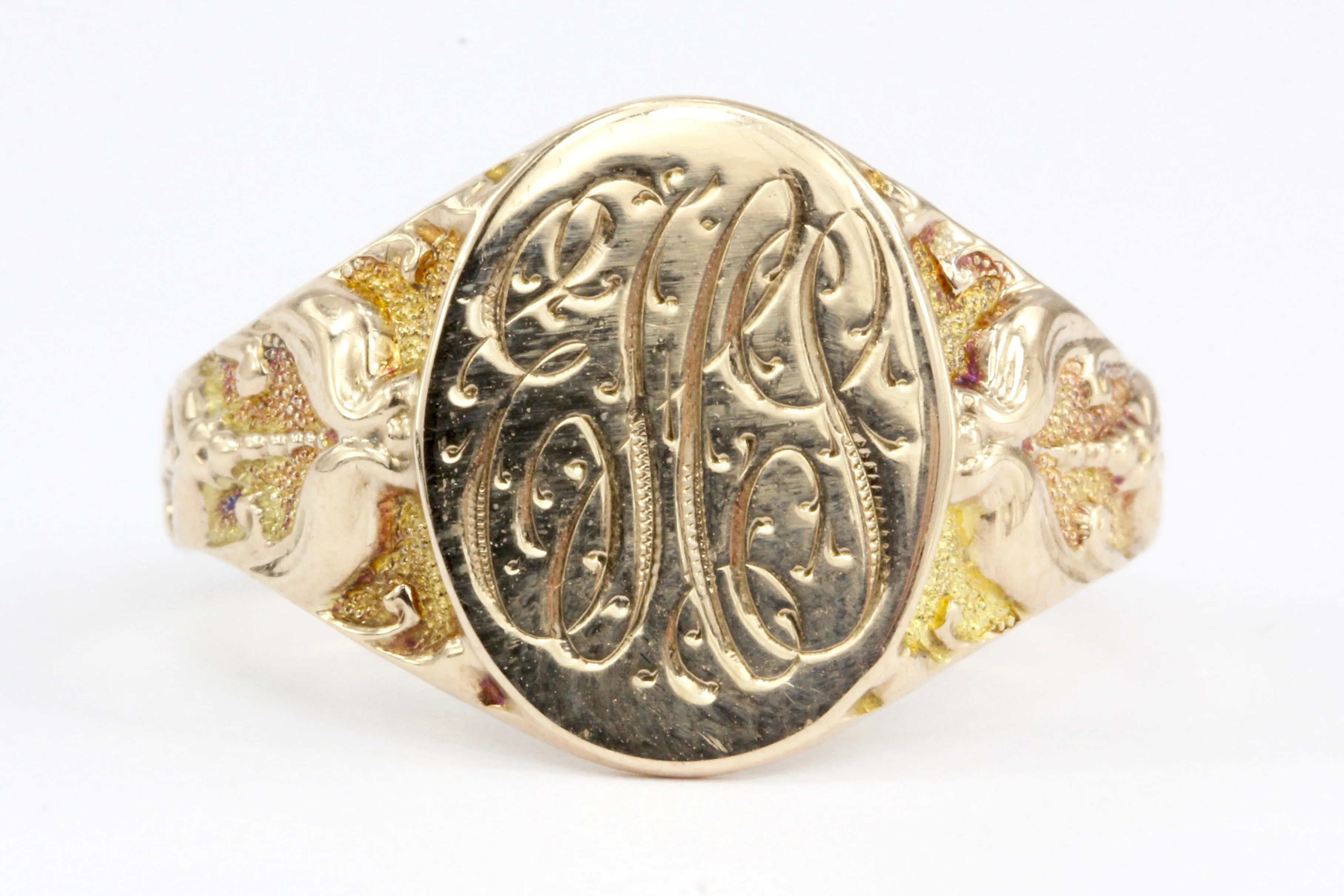 Victorian 10K Rose Gold Signet Ring Size by Ostby & Barton Size 6.5