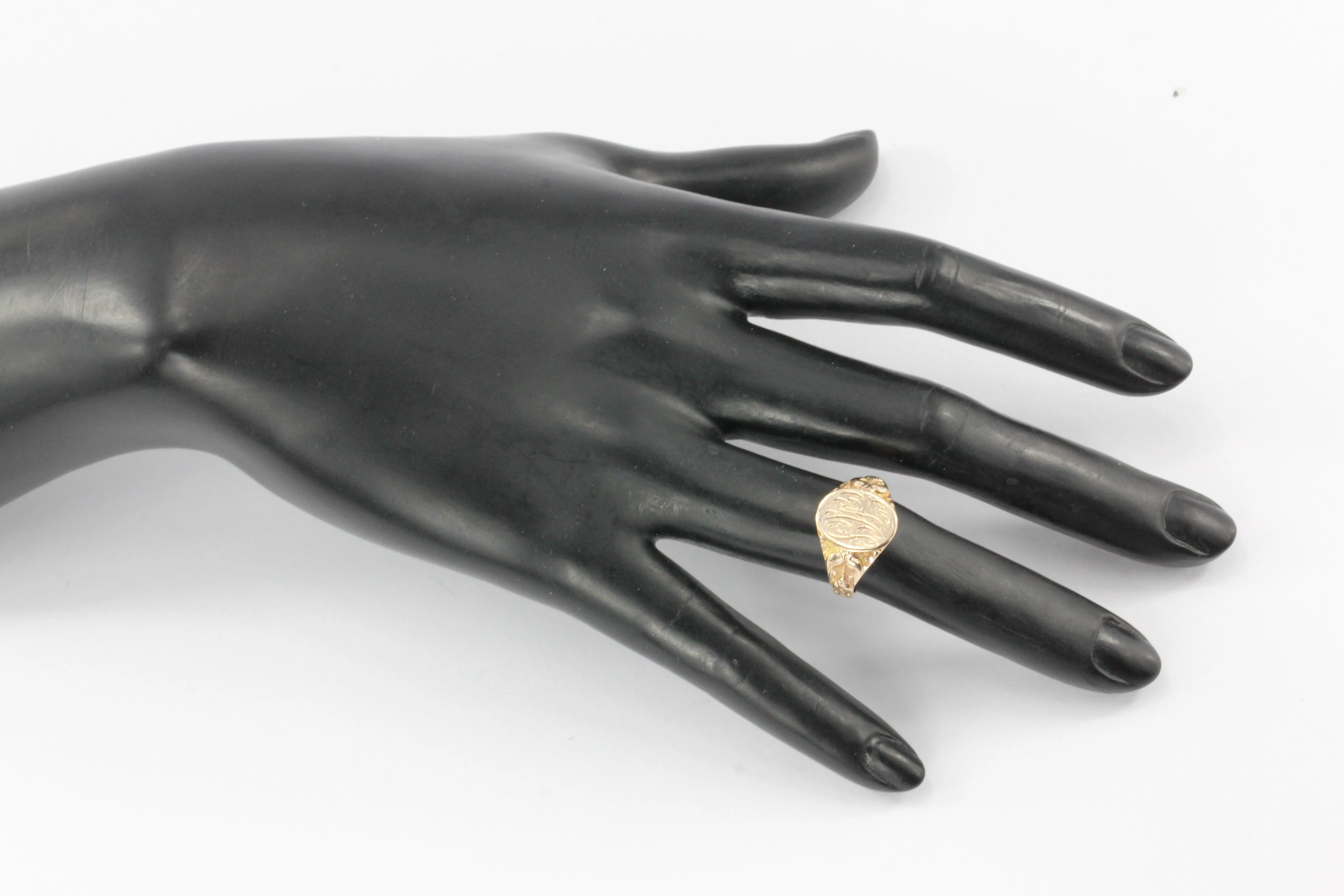 Victorian 10K Rose Gold Signet Ring Size by Ostby & Barton Size 6.5
