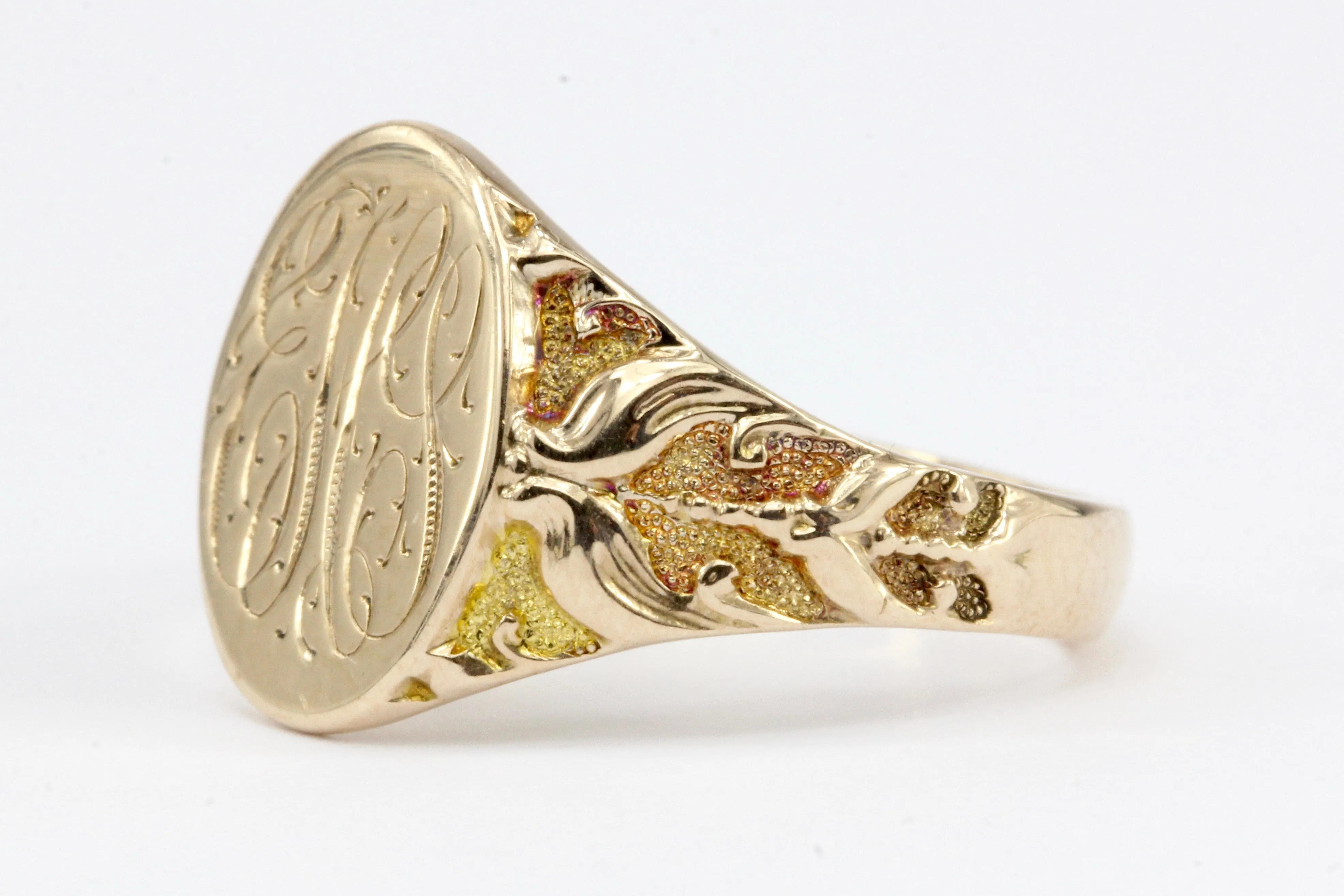 Victorian 10K Rose Gold Signet Ring Size by Ostby & Barton Size 6.5