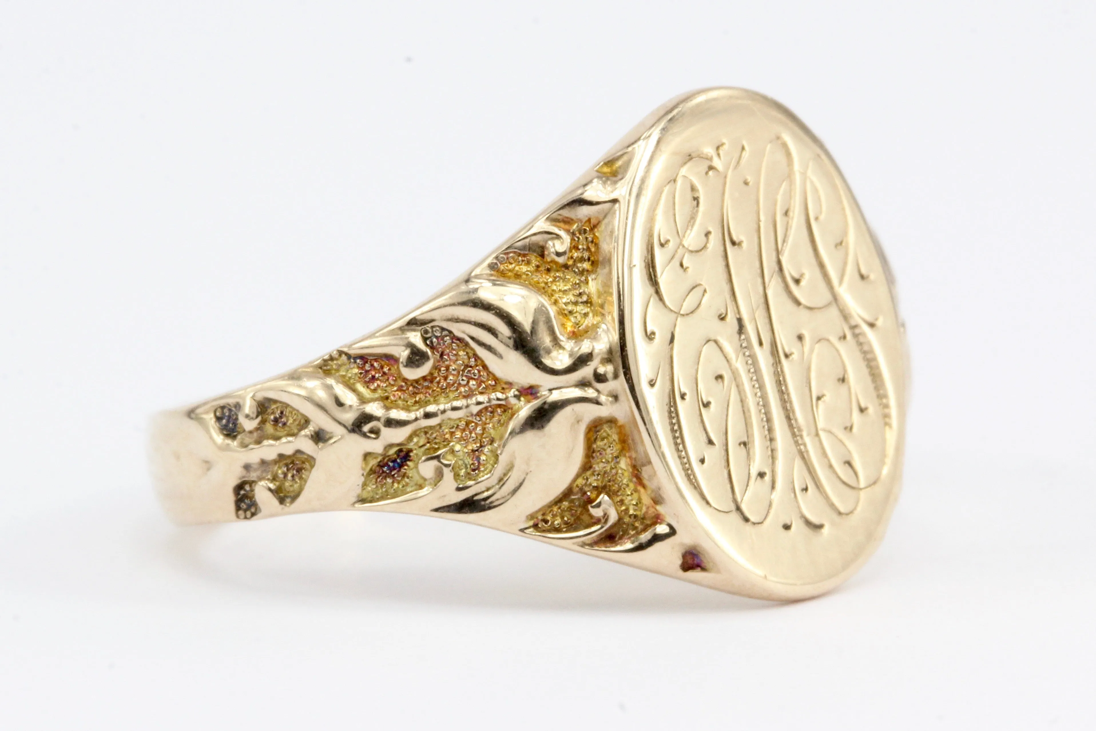 Victorian 10K Rose Gold Signet Ring Size by Ostby & Barton Size 6.5
