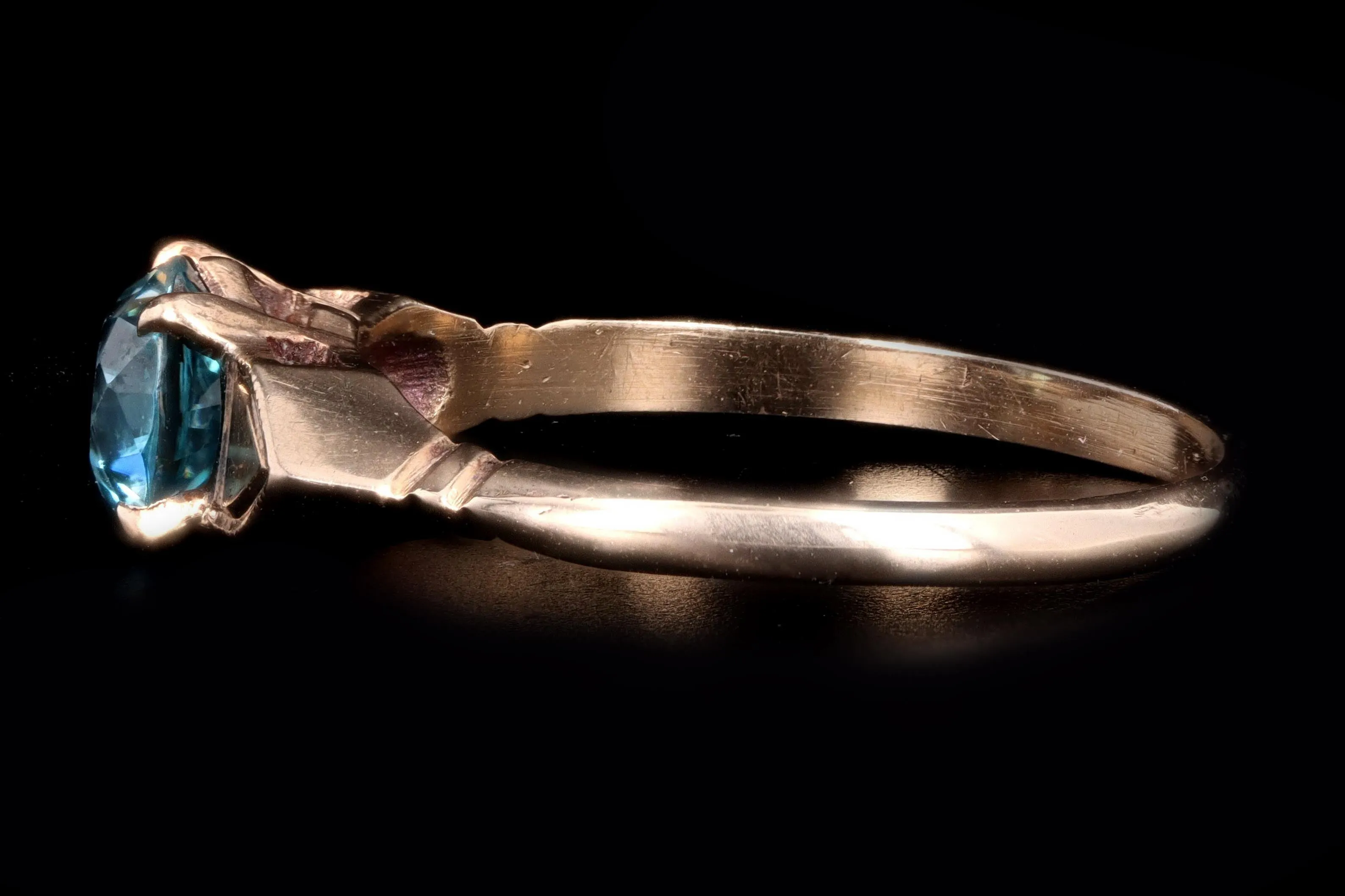 Victorian 10K Yellow Gold .95 Carat Old European Cut Zircon Ring