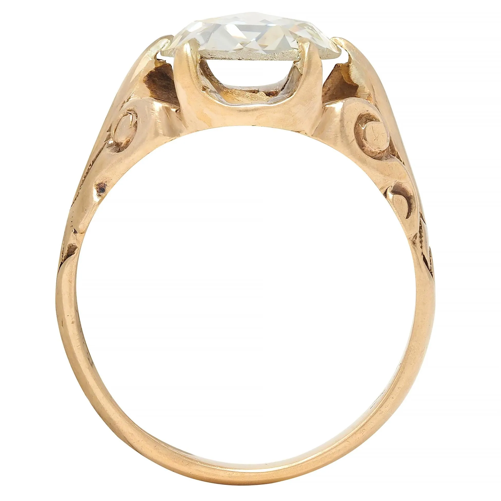 Victorian 1.44 CTW Rose Cut Diamond 14 Karat Gold Antique Solitaire Engagament Ring