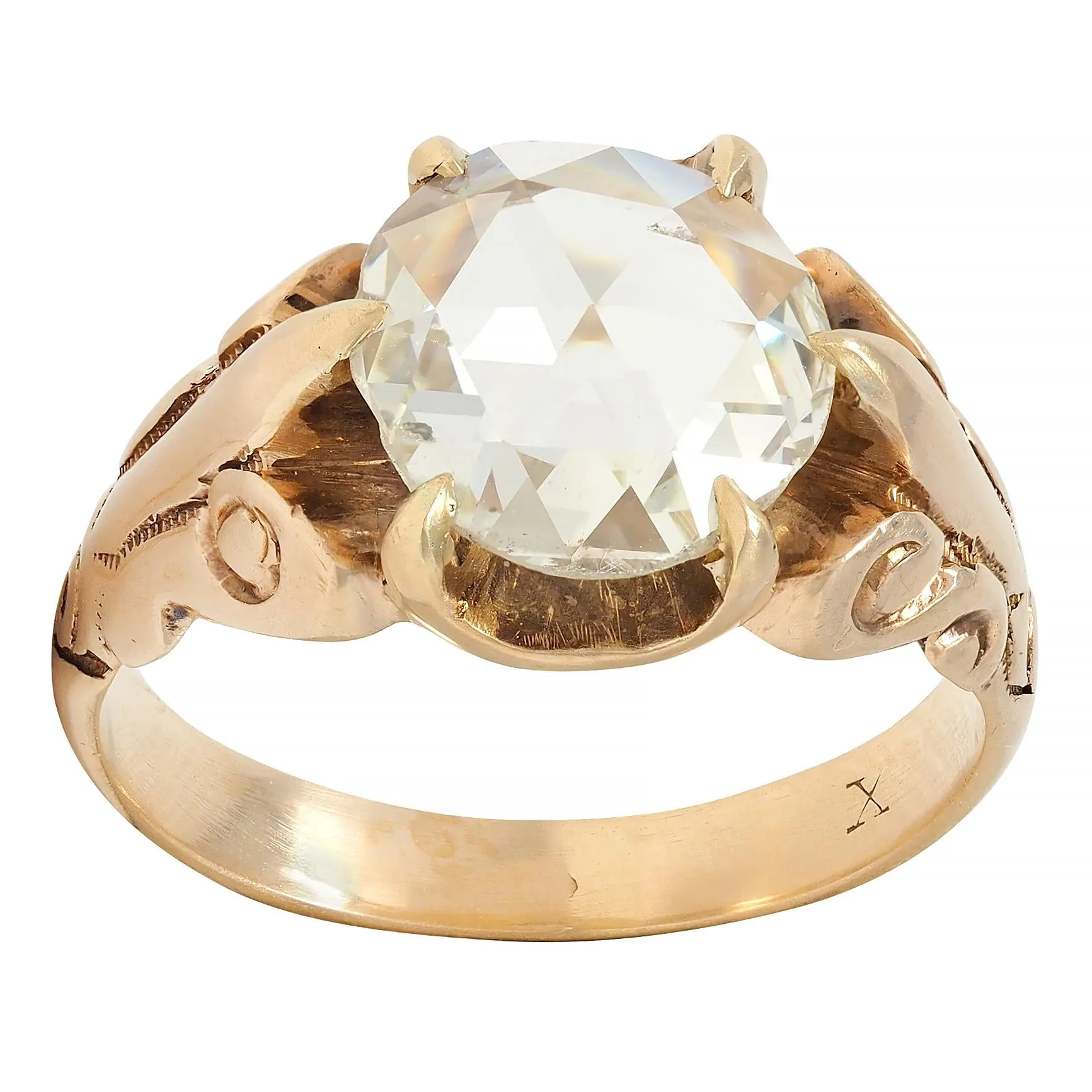 Victorian 1.44 CTW Rose Cut Diamond 14 Karat Gold Antique Solitaire Engagament Ring