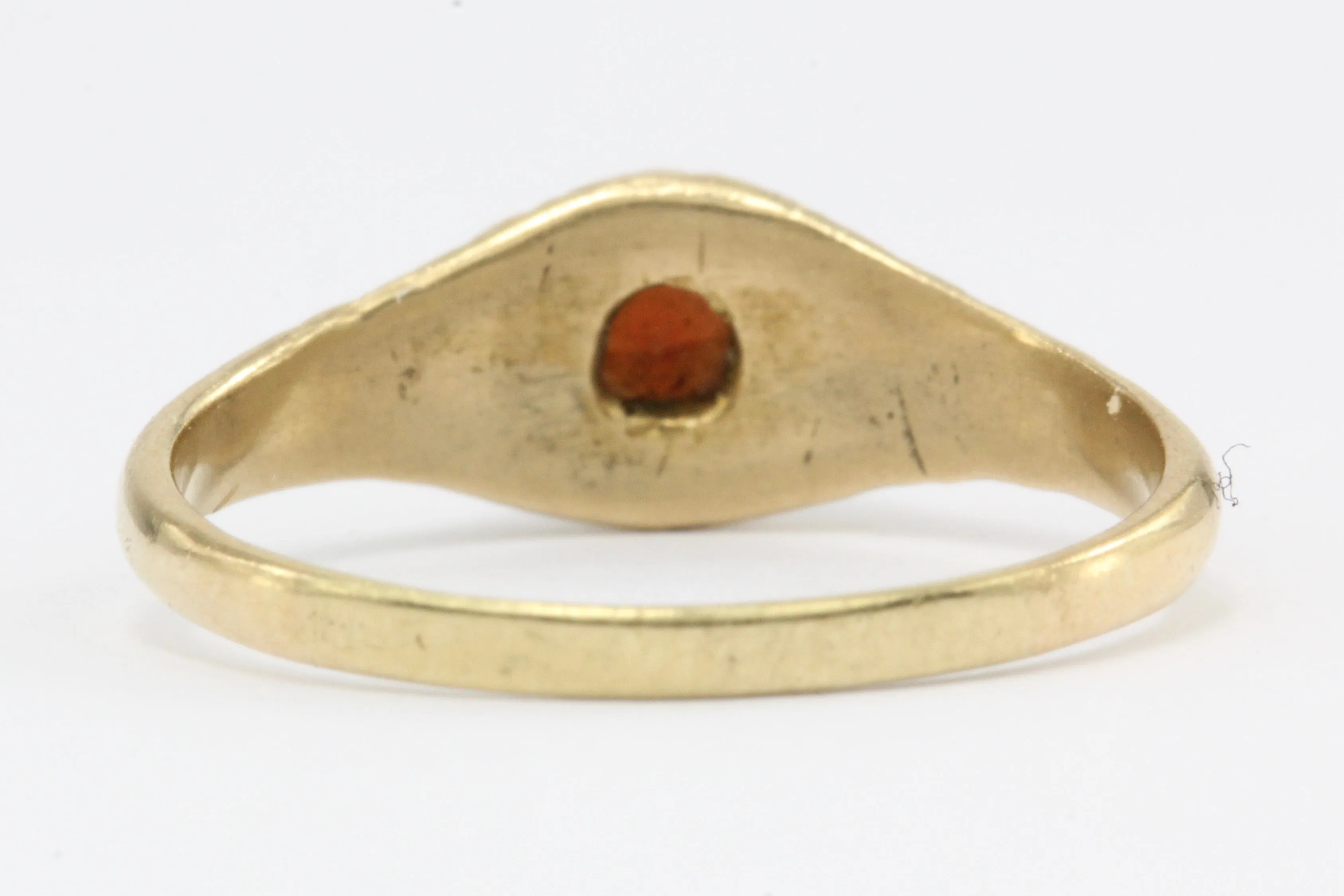 Victorian 14K Gold Garnet Belcher Mount Baby Ring C.1890's