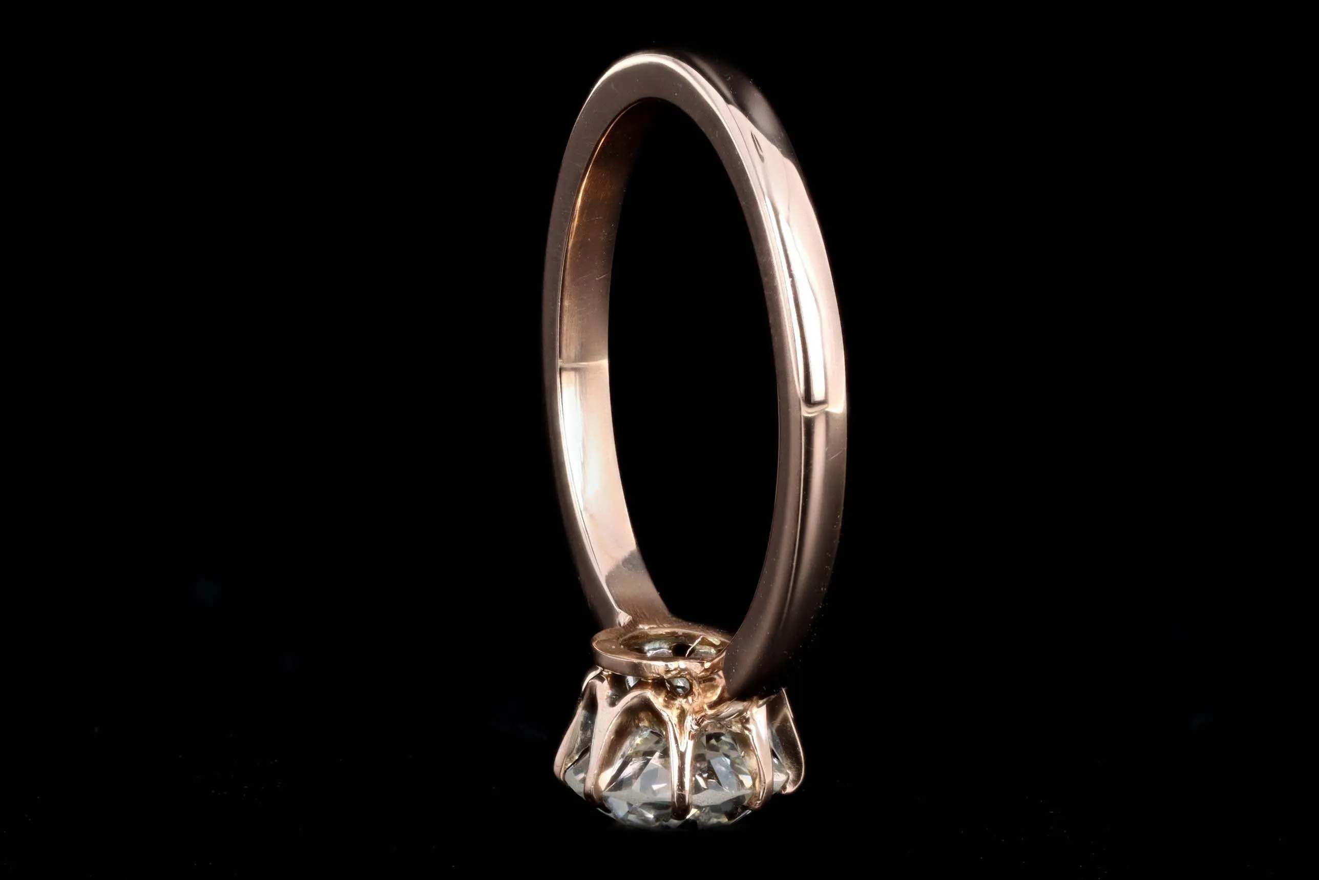 Victorian 14K Rose Gold 1.43 Carat Old European Cut Diamond Engagement Ring GIA Certified