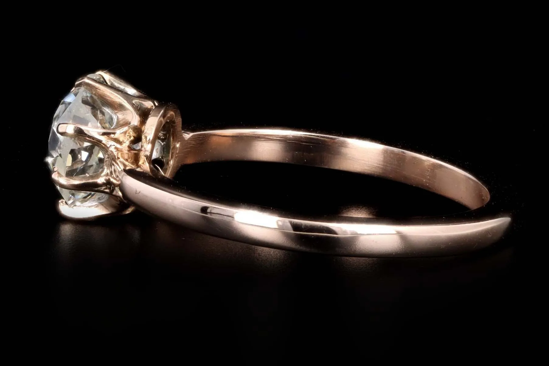 Victorian 14K Rose Gold 1.43 Carat Old European Cut Diamond Engagement Ring GIA Certified