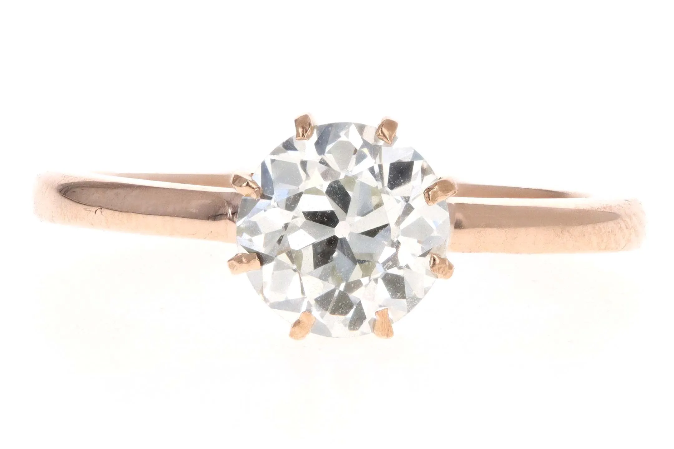 Victorian 14K Rose Gold 1.43 Carat Old European Cut Diamond Engagement Ring GIA Certified