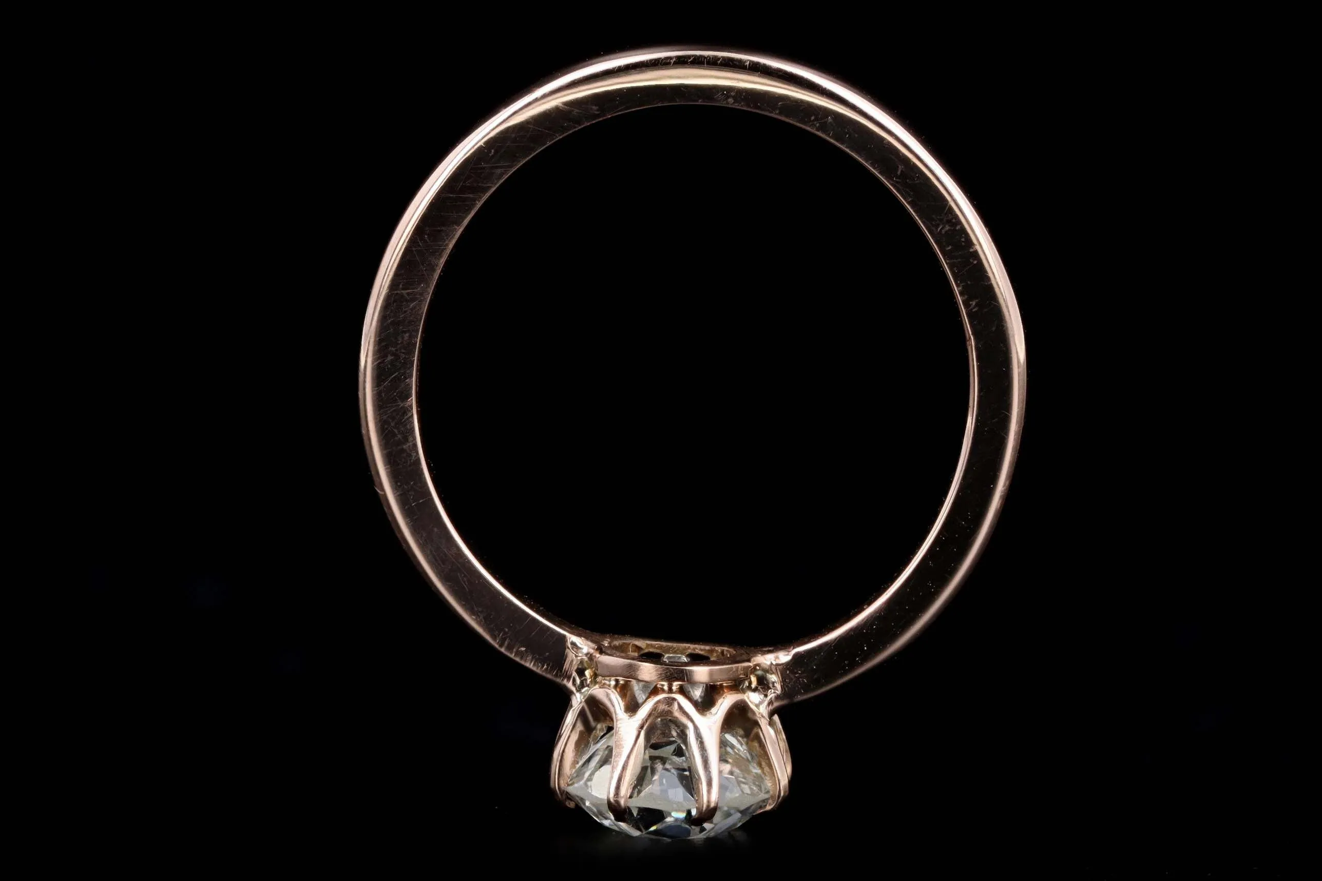 Victorian 14K Rose Gold 1.43 Carat Old European Cut Diamond Engagement Ring GIA Certified