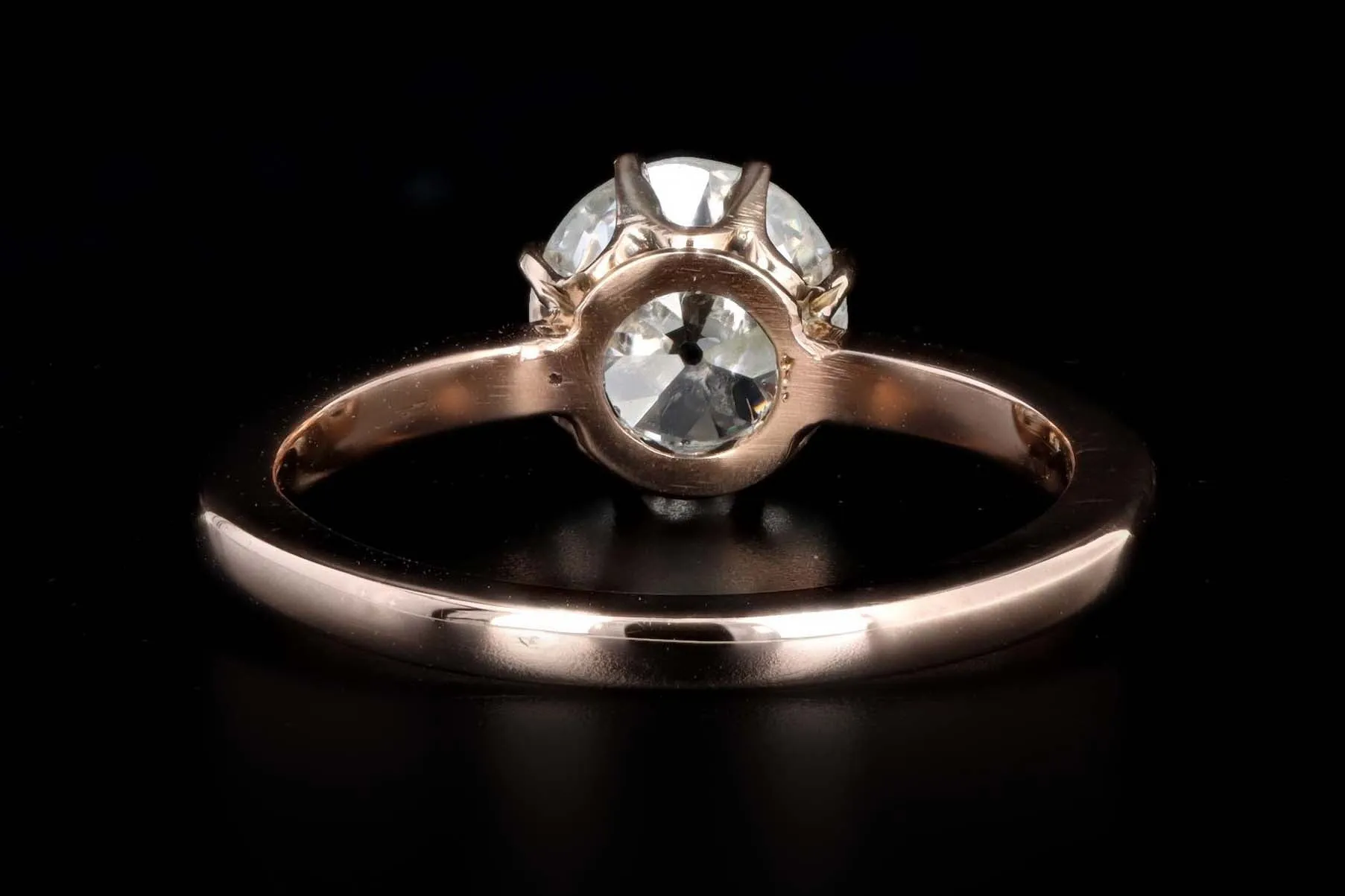 Victorian 14K Rose Gold 1.43 Carat Old European Cut Diamond Engagement Ring GIA Certified