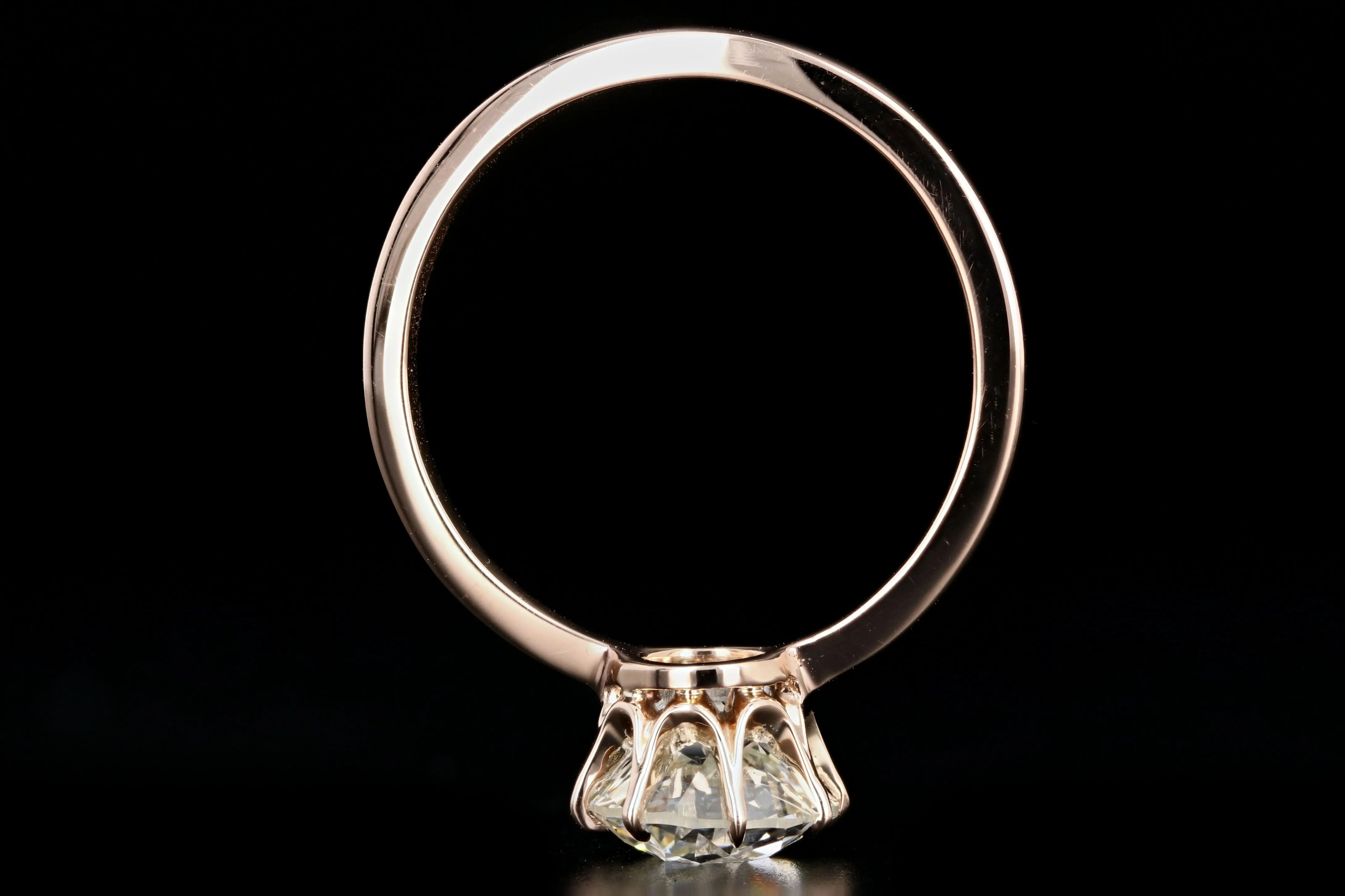 Victorian 14K Rose Gold 1.81 Carat Old European Cut Diamond Ring GIA Certified