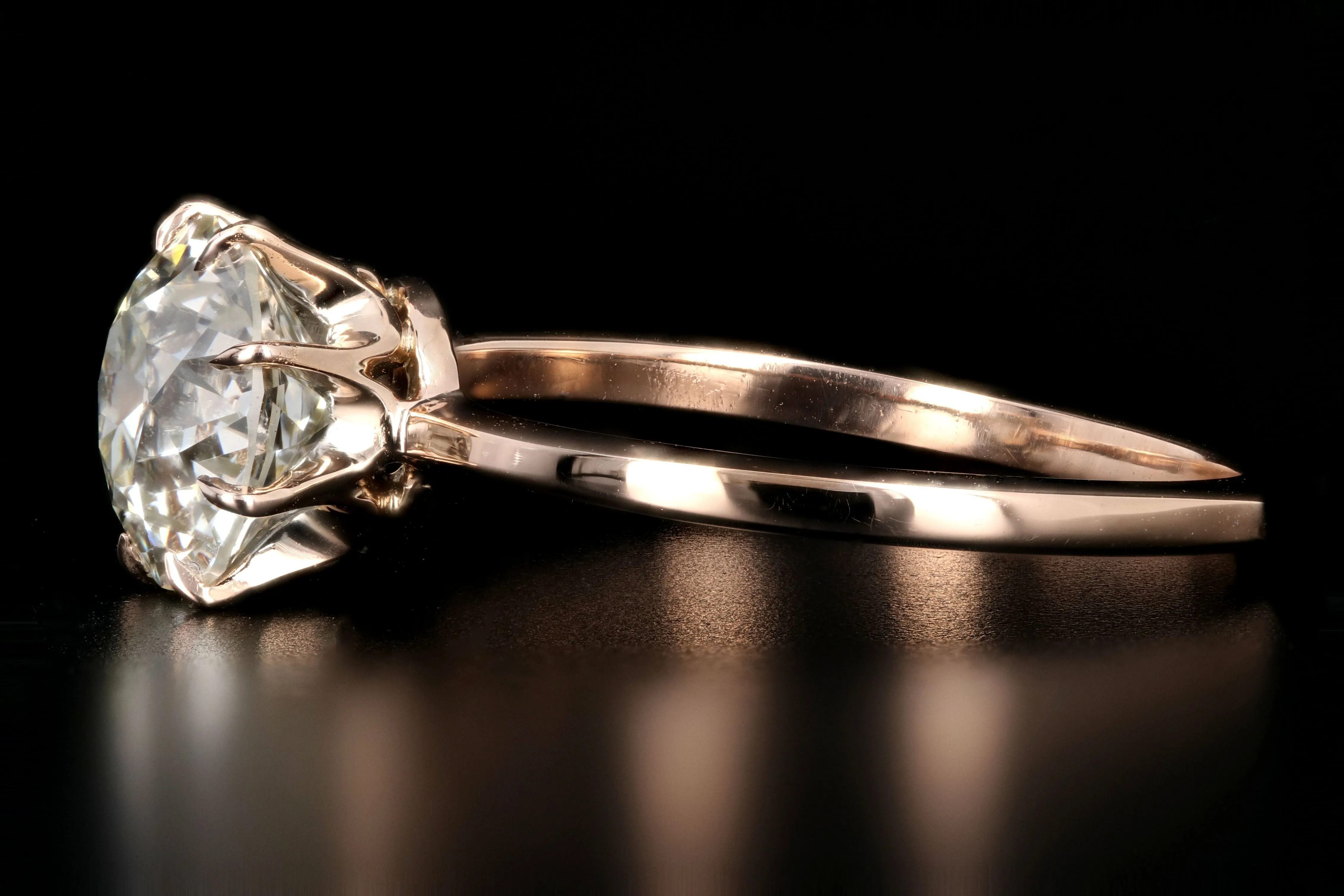 Victorian 14K Rose Gold 1.81 Carat Old European Cut Diamond Ring GIA Certified