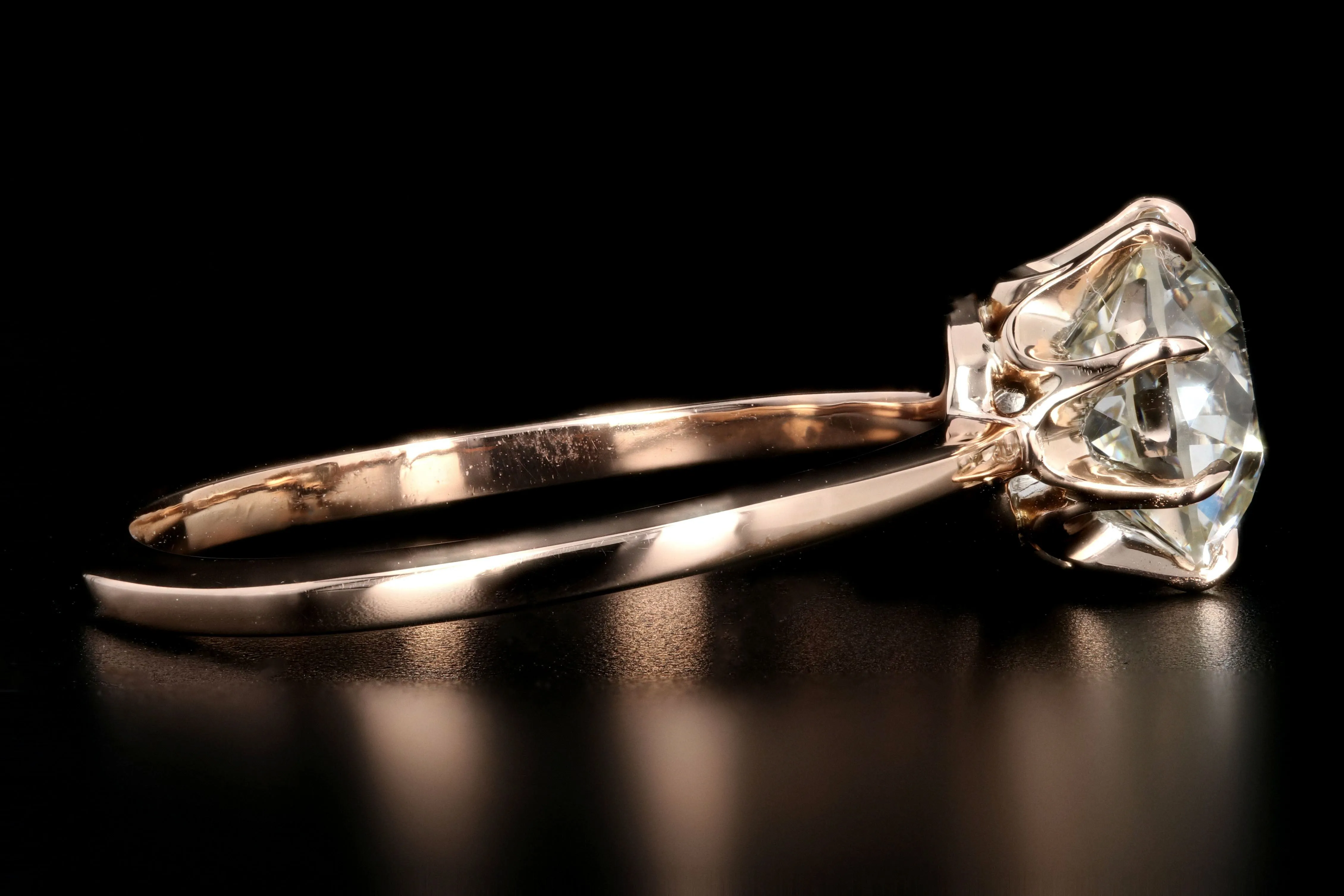 Victorian 14K Rose Gold 1.81 Carat Old European Cut Diamond Ring GIA Certified