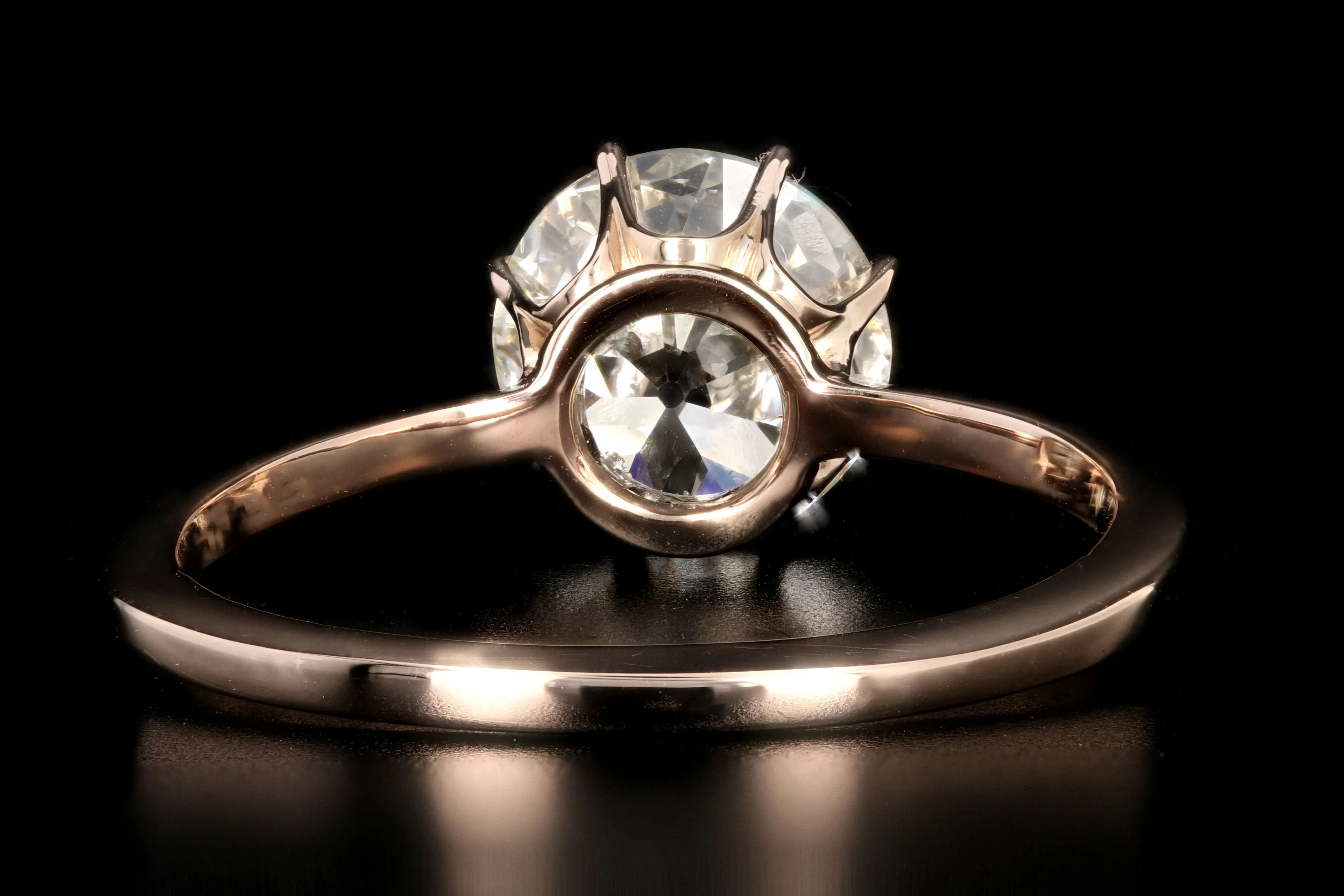 Victorian 14K Rose Gold 1.81 Carat Old European Cut Diamond Ring GIA Certified