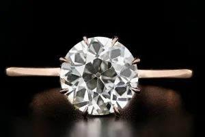 Victorian 14K Rose Gold 1.81 Carat Old European Cut Diamond Ring GIA Certified