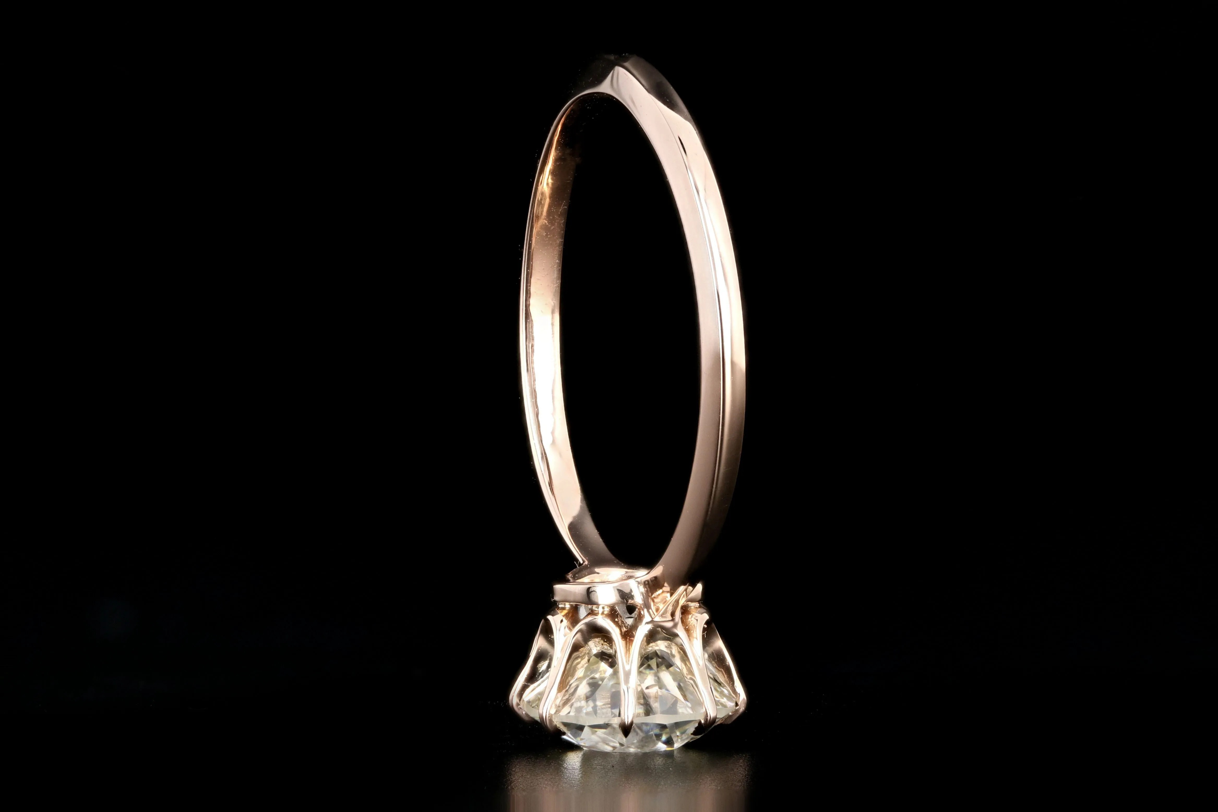 Victorian 14K Rose Gold 1.81 Carat Old European Cut Diamond Ring GIA Certified