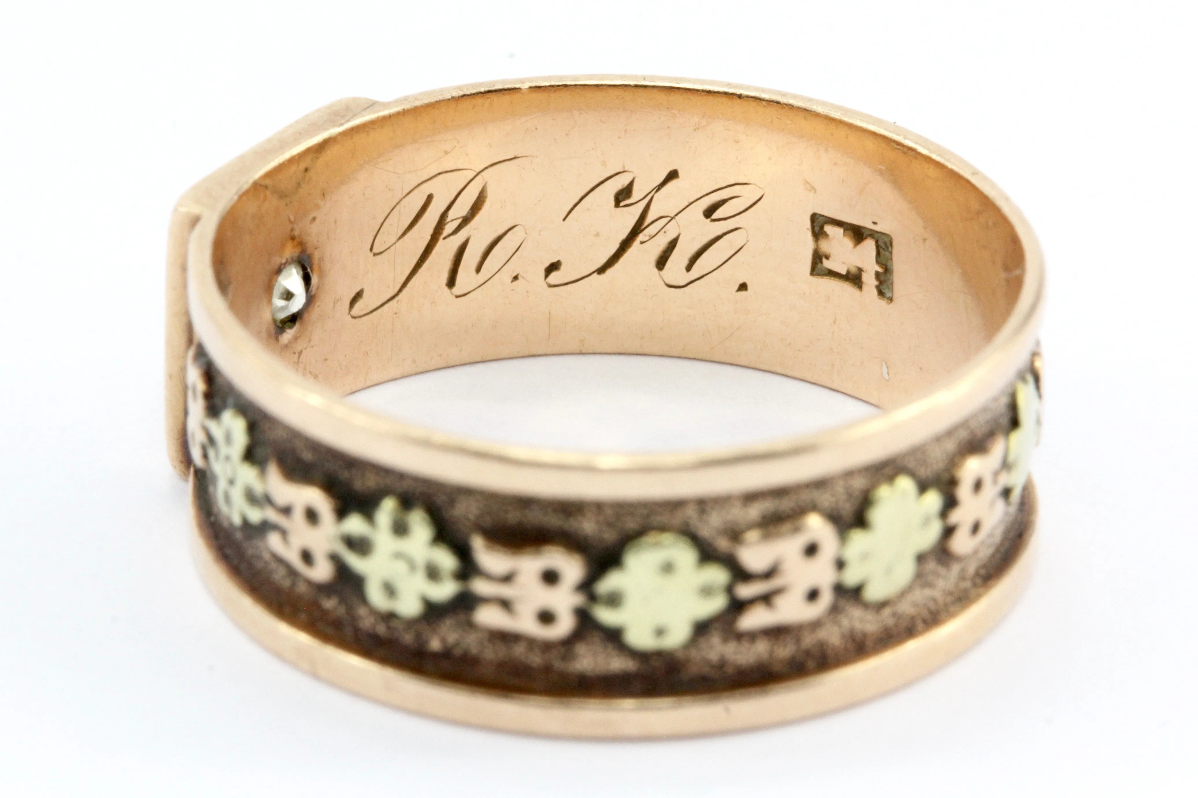 Victorian 14k Rose/ Yellow Gold Old Mine Cut Diamond Mens Ring / Band