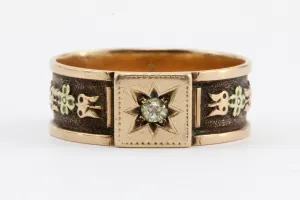 Victorian 14k Rose/ Yellow Gold Old Mine Cut Diamond Mens Ring / Band