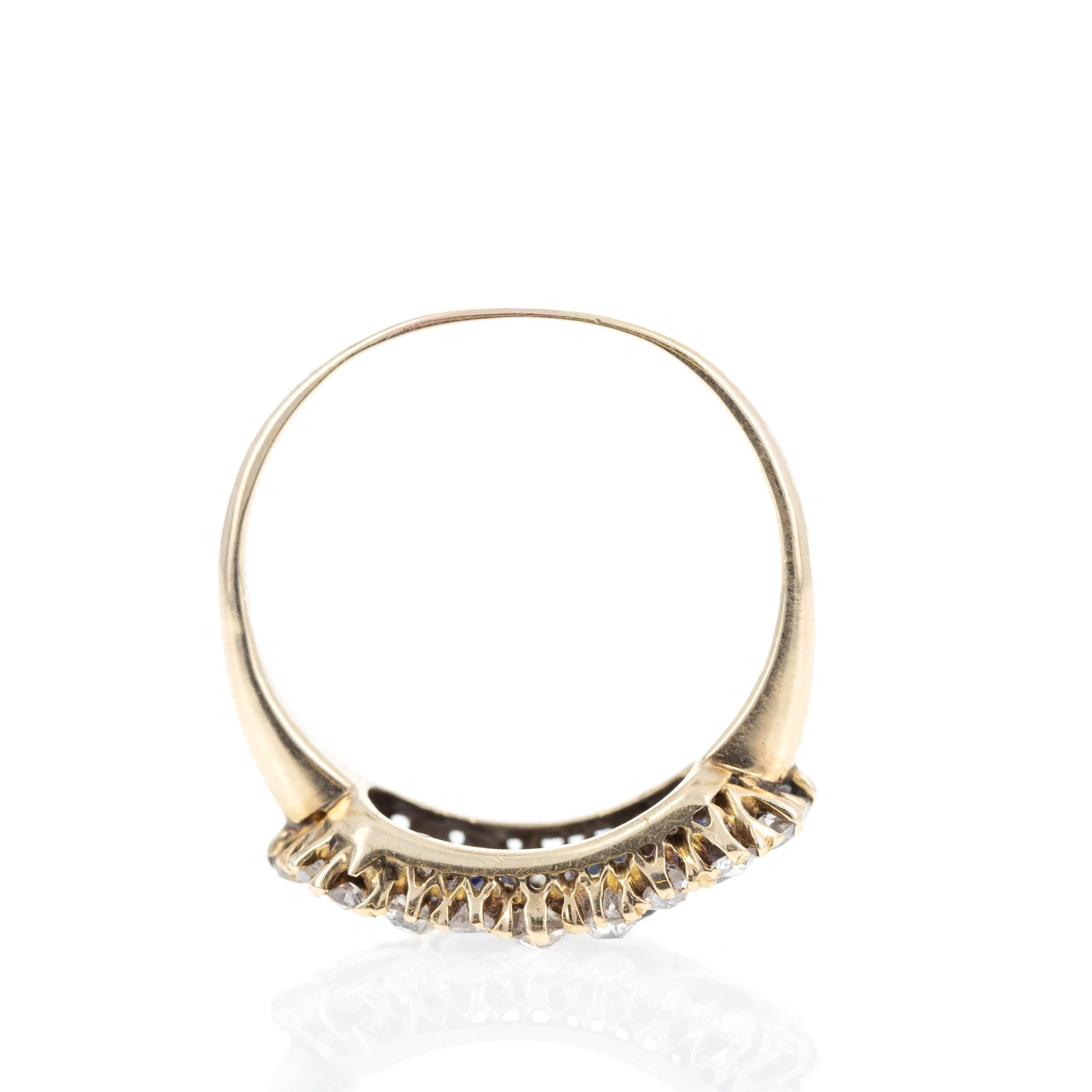 Victorian 14K Yellow Gold 1 Carat Sapphire Diamond Ring