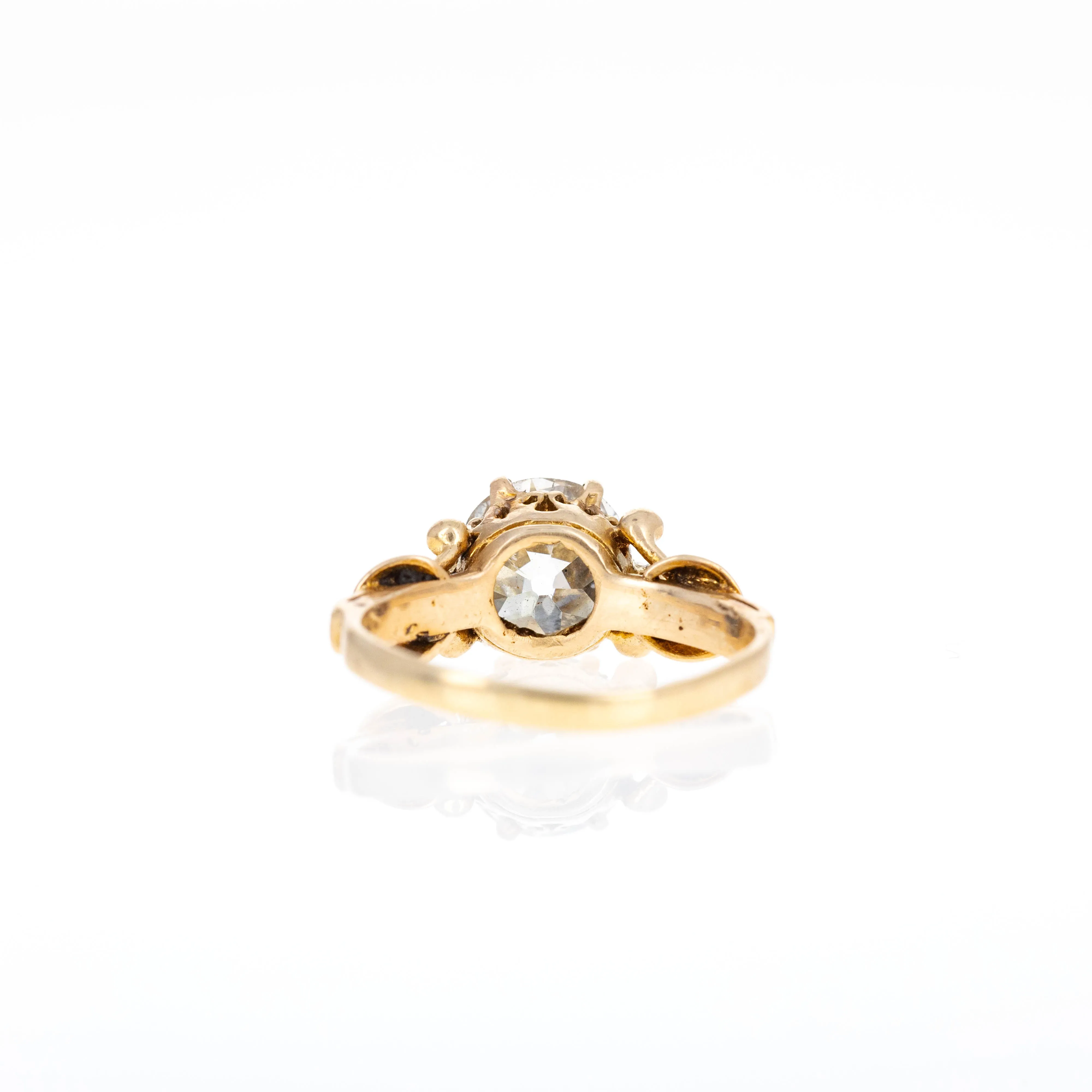 Victorian 14K Yellow Gold 1.61 Carat Old European Cut Diamond Ring