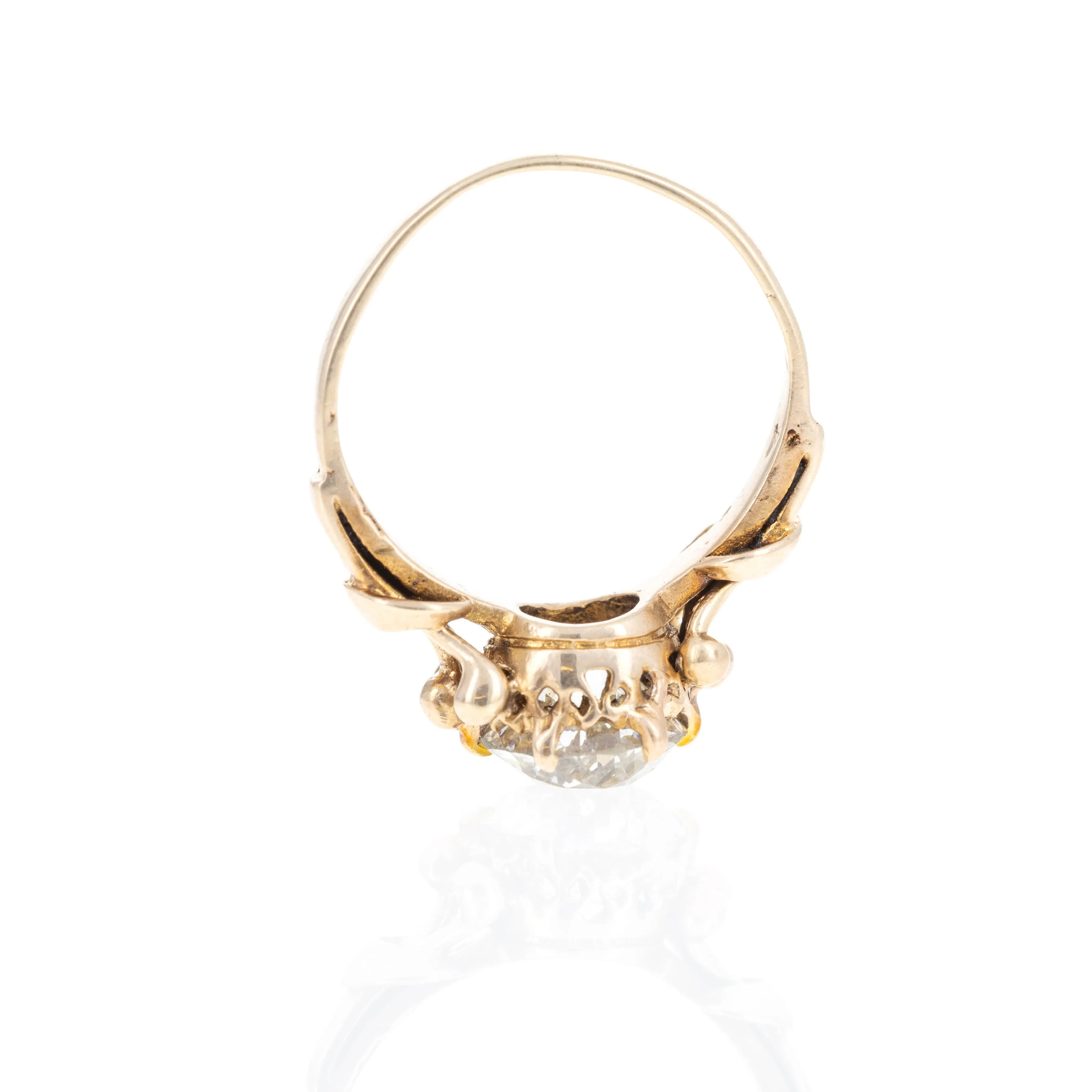 Victorian 14K Yellow Gold 1.61 Carat Old European Cut Diamond Ring