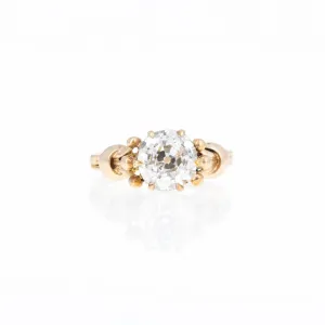 Victorian 14K Yellow Gold 1.61 Carat Old European Cut Diamond Ring
