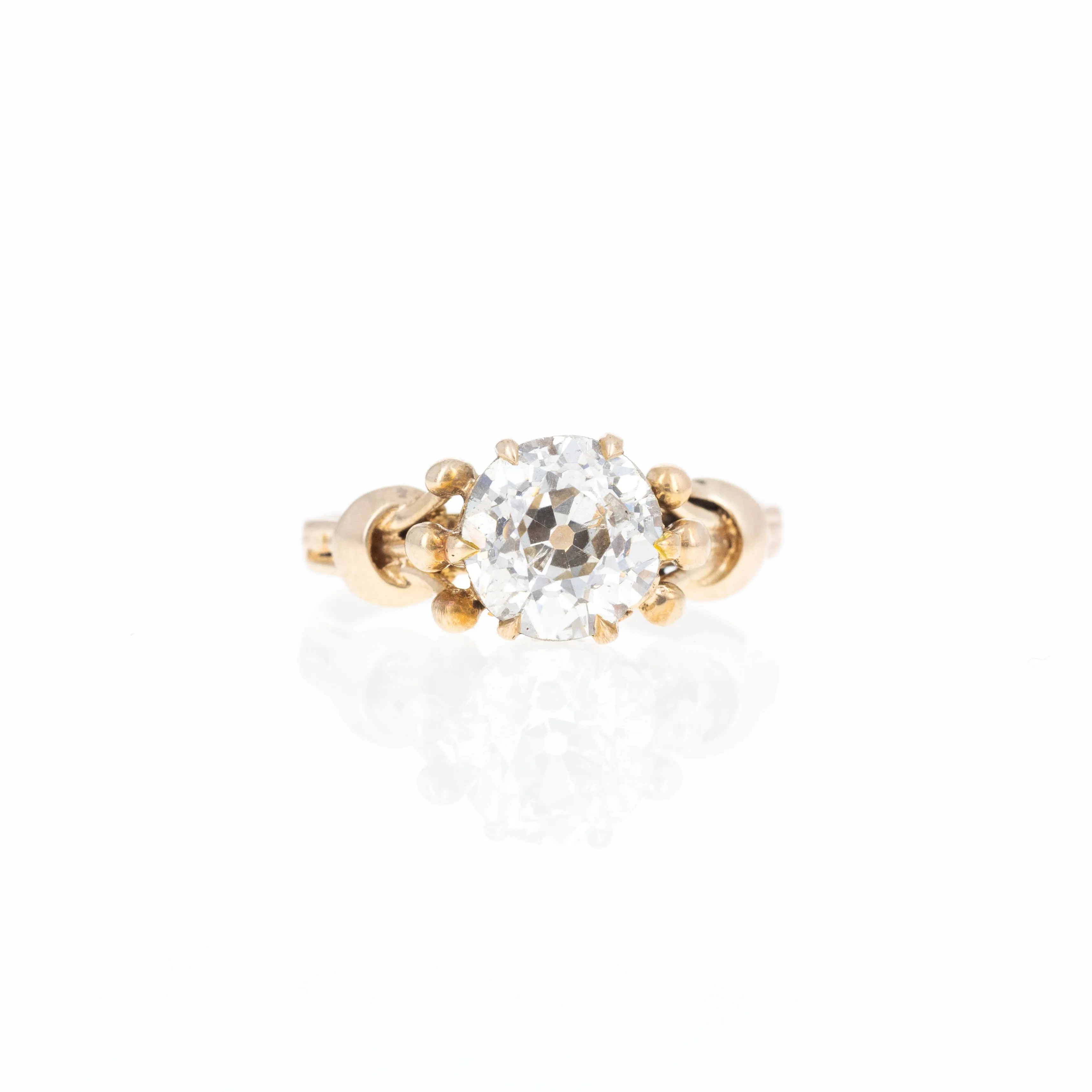 Victorian 14K Yellow Gold 1.61 Carat Old European Cut Diamond Ring