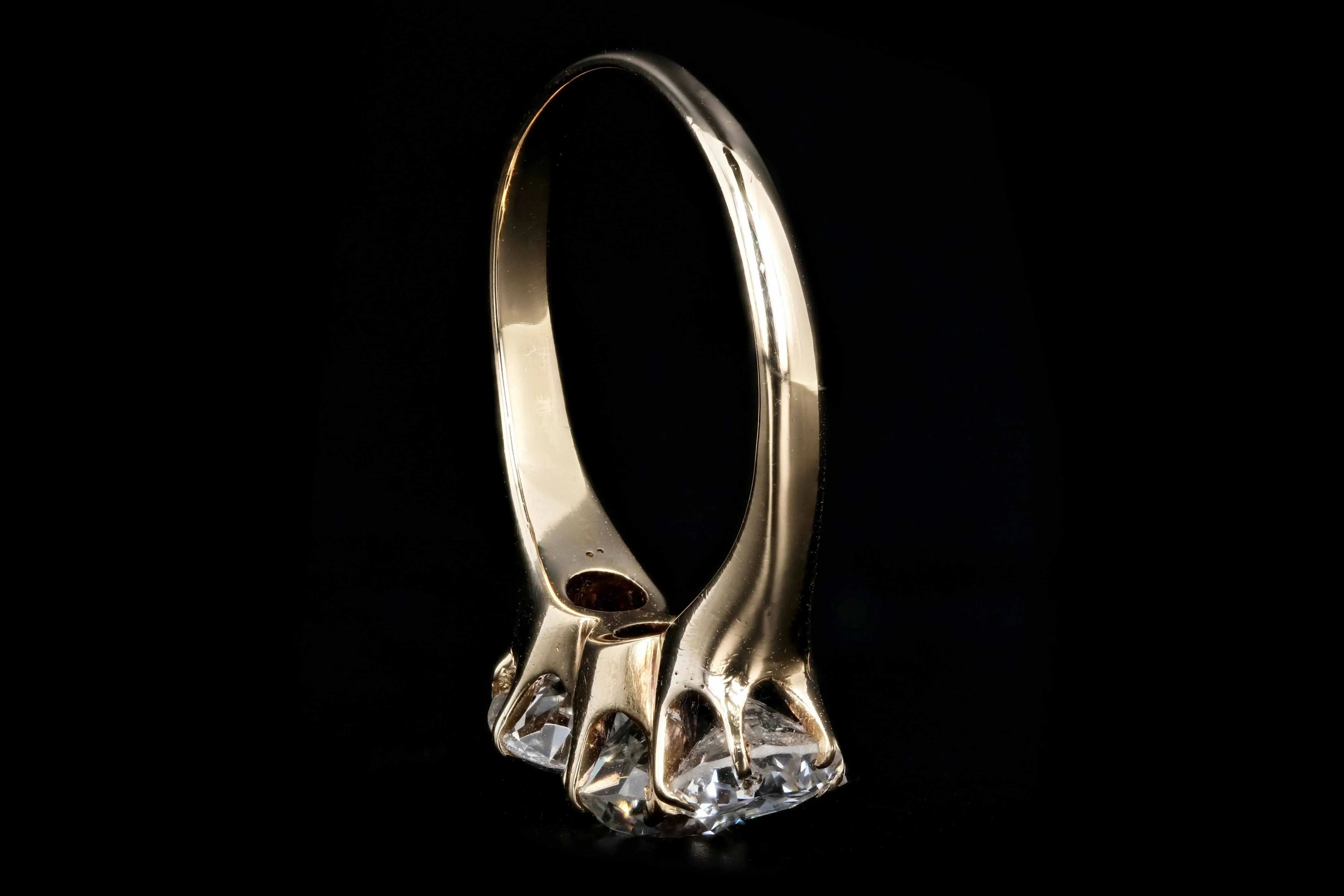 Victorian 14K Yellow Gold 3 Stone 1.88CTW Old European Cut Diamond Engagement Ring