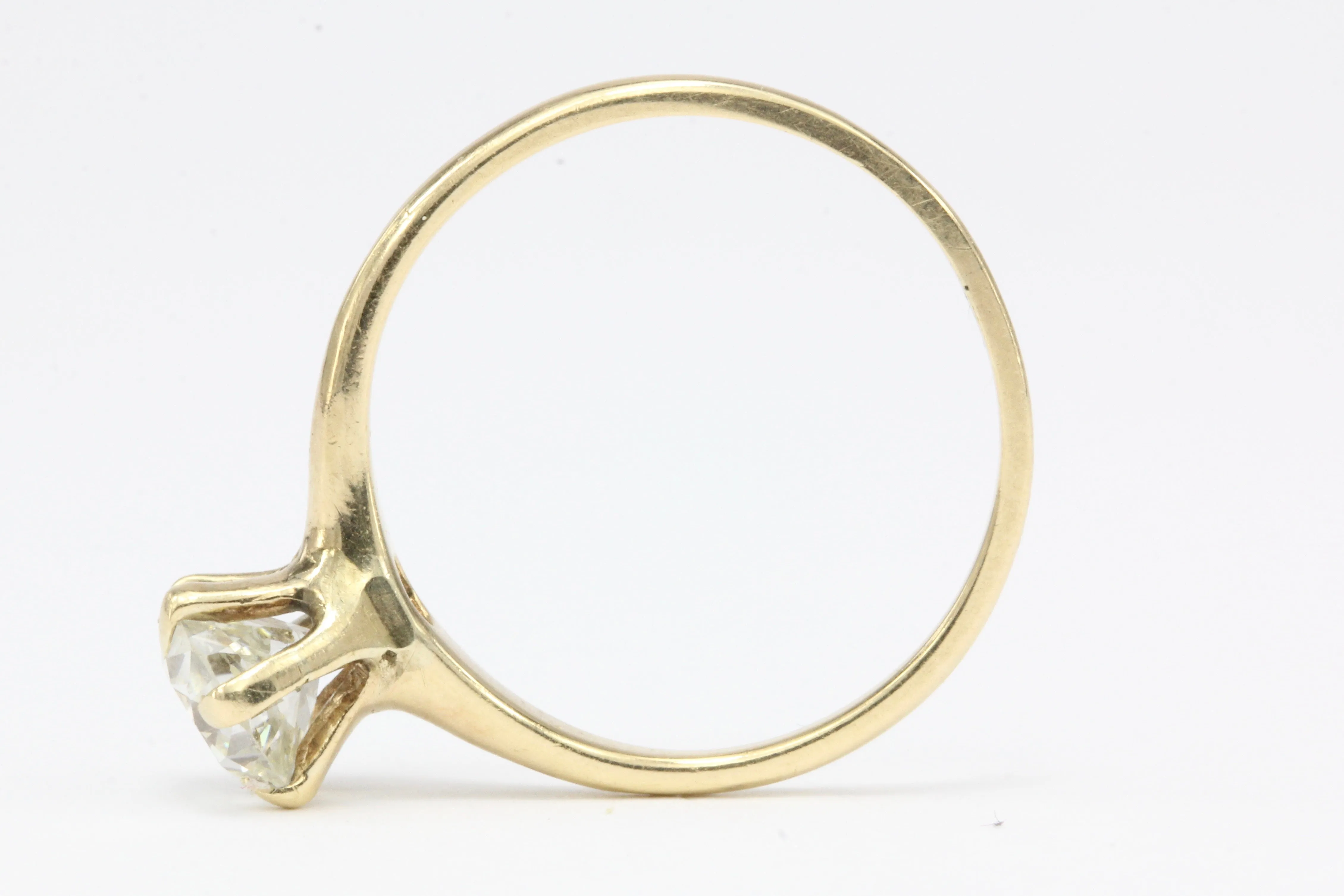 Victorian 14K Yellow Gold .92 Carat Diamond Solitaire Engagement Ring Size 5.75