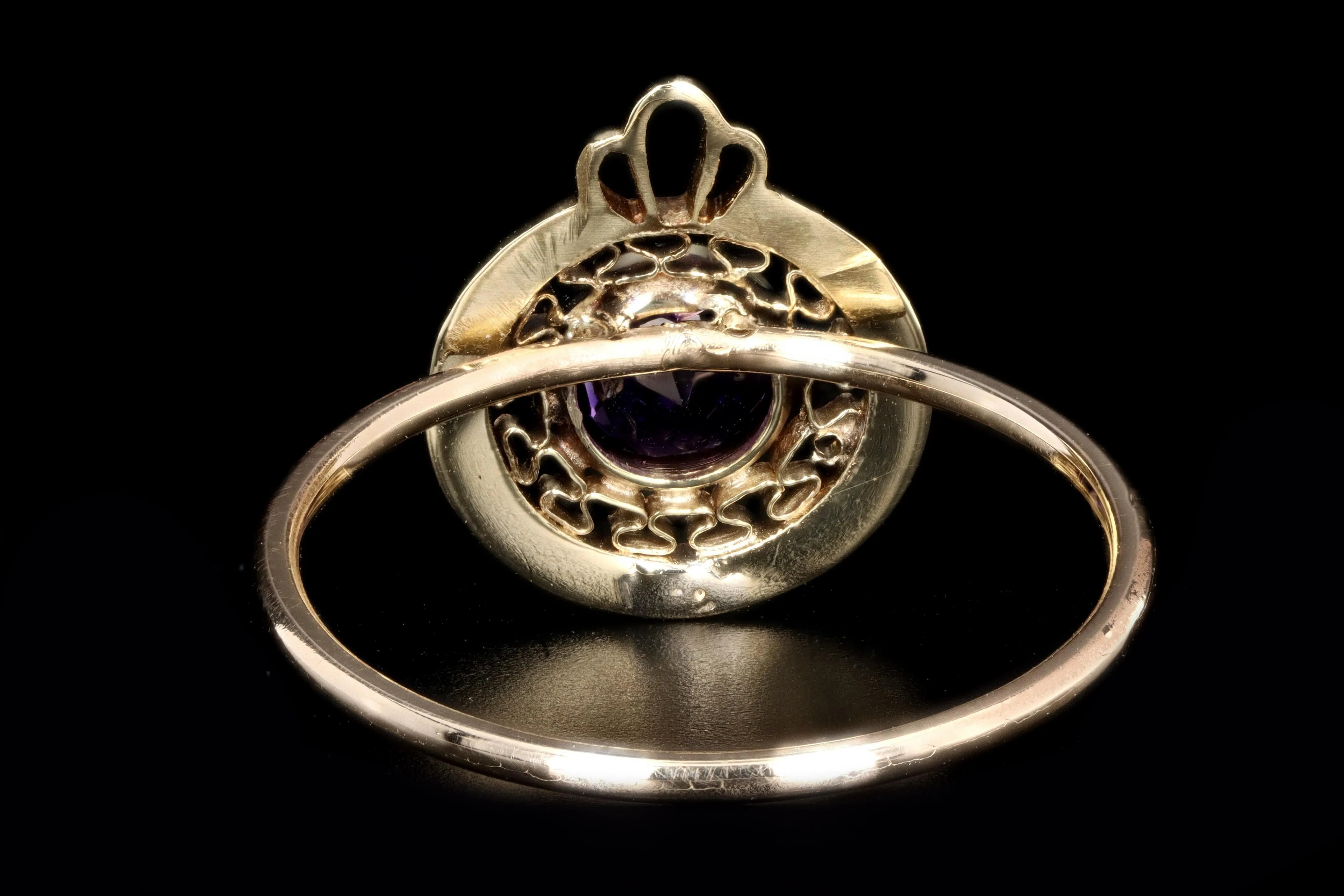 Victorian 14K Yellow Gold Amethyst Stick Pin Conversion Ring