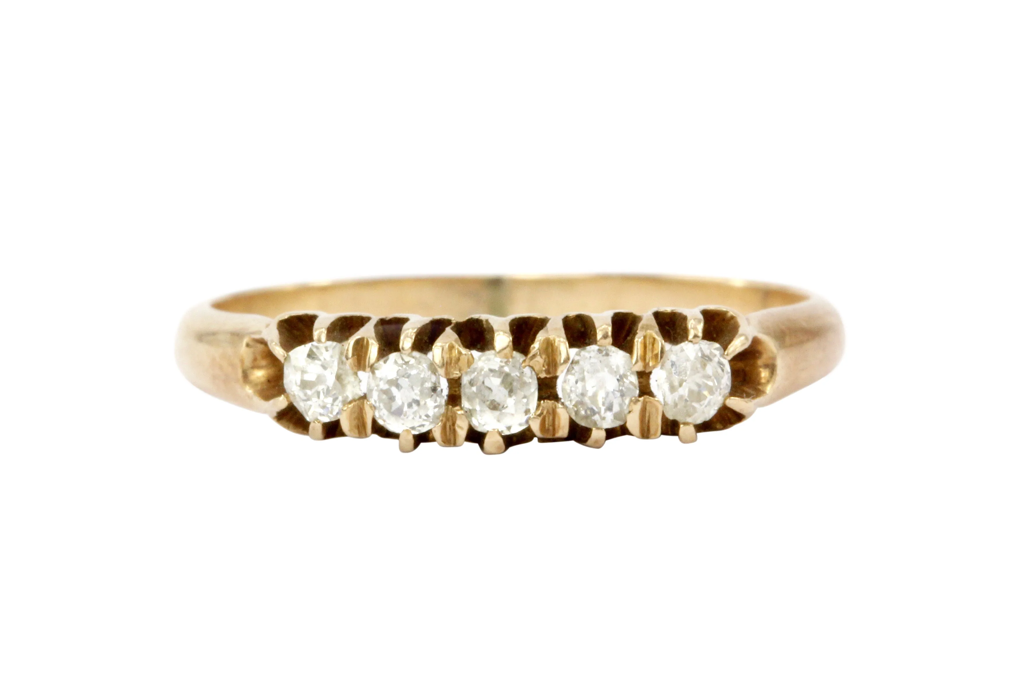 Victorian 14K Yellow Gold Old Mine Cut Diamond Band