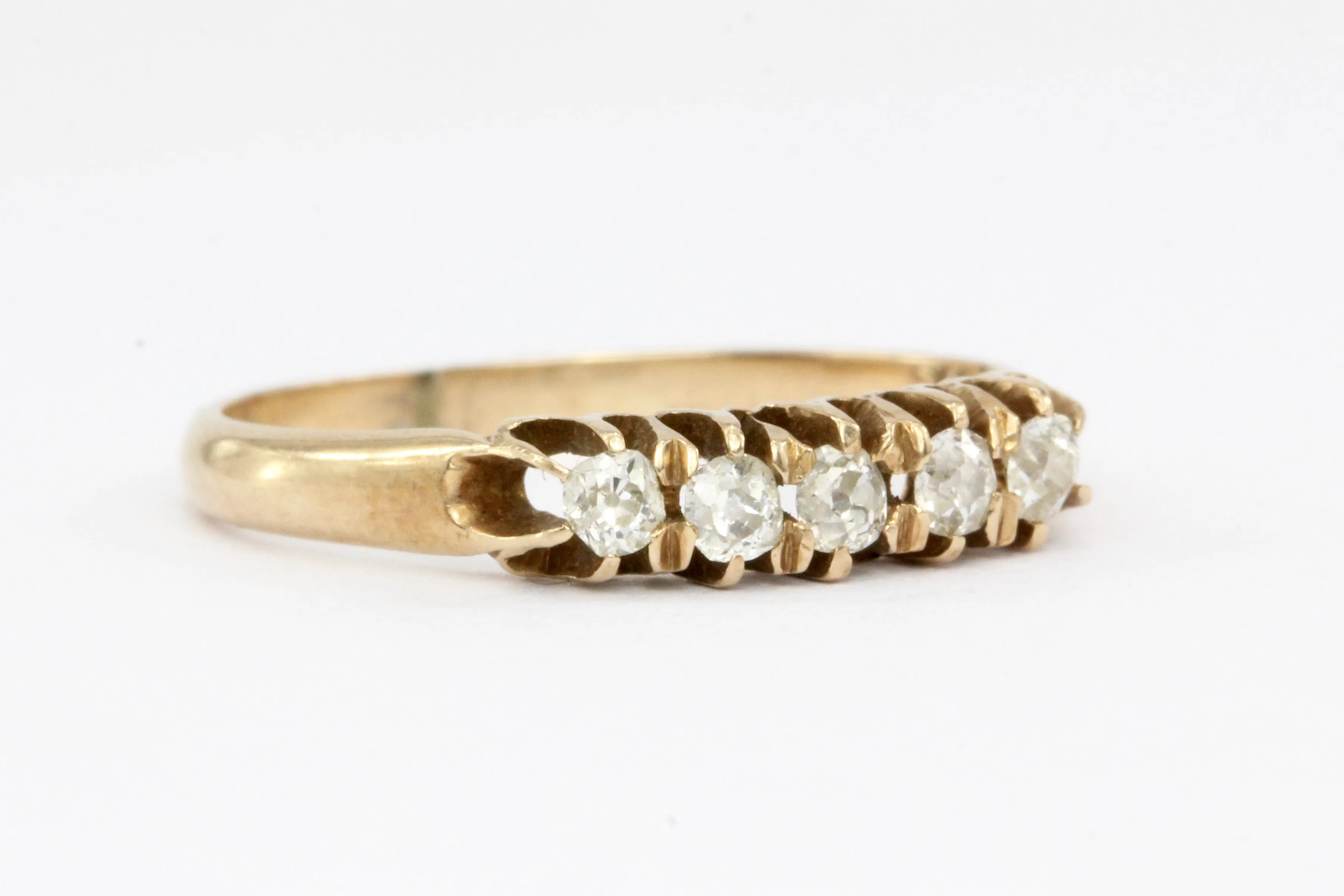 Victorian 14K Yellow Gold Old Mine Cut Diamond Band